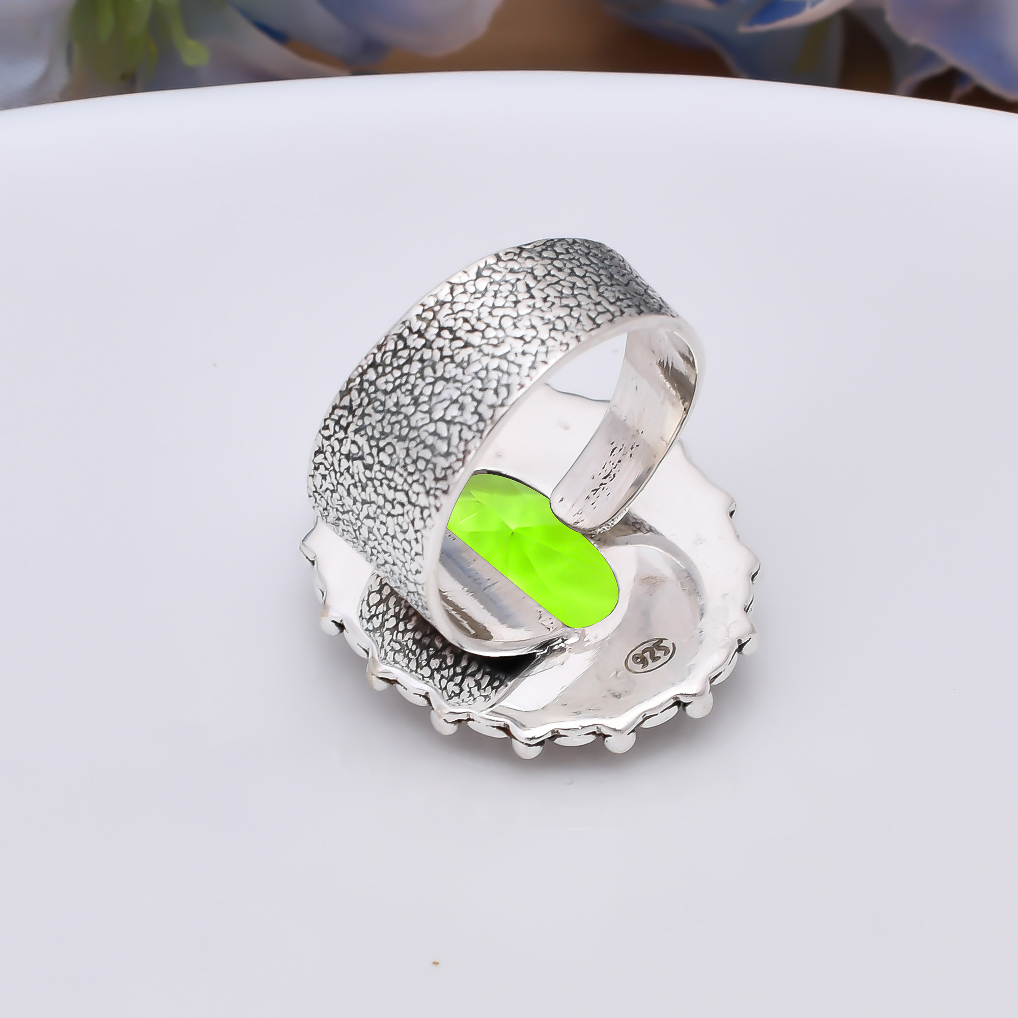 Peridot - Simulated 925 Sterling Silver Ring