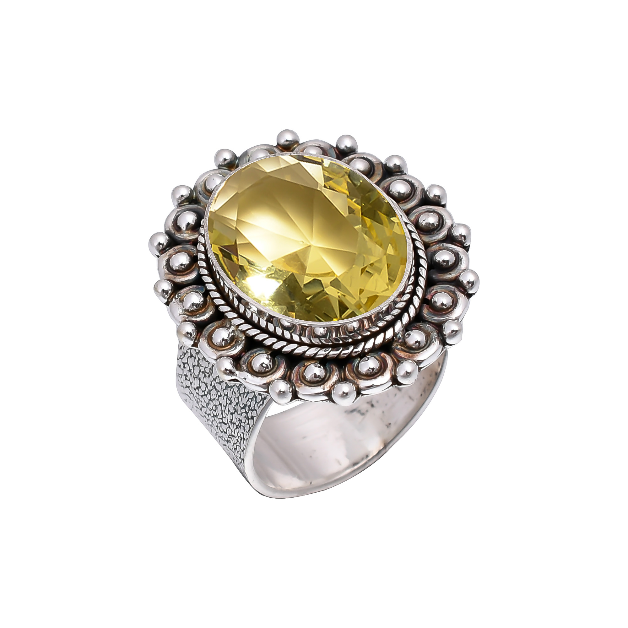 Lemon Quartz - Simulated 925 Sterling Silver Ring