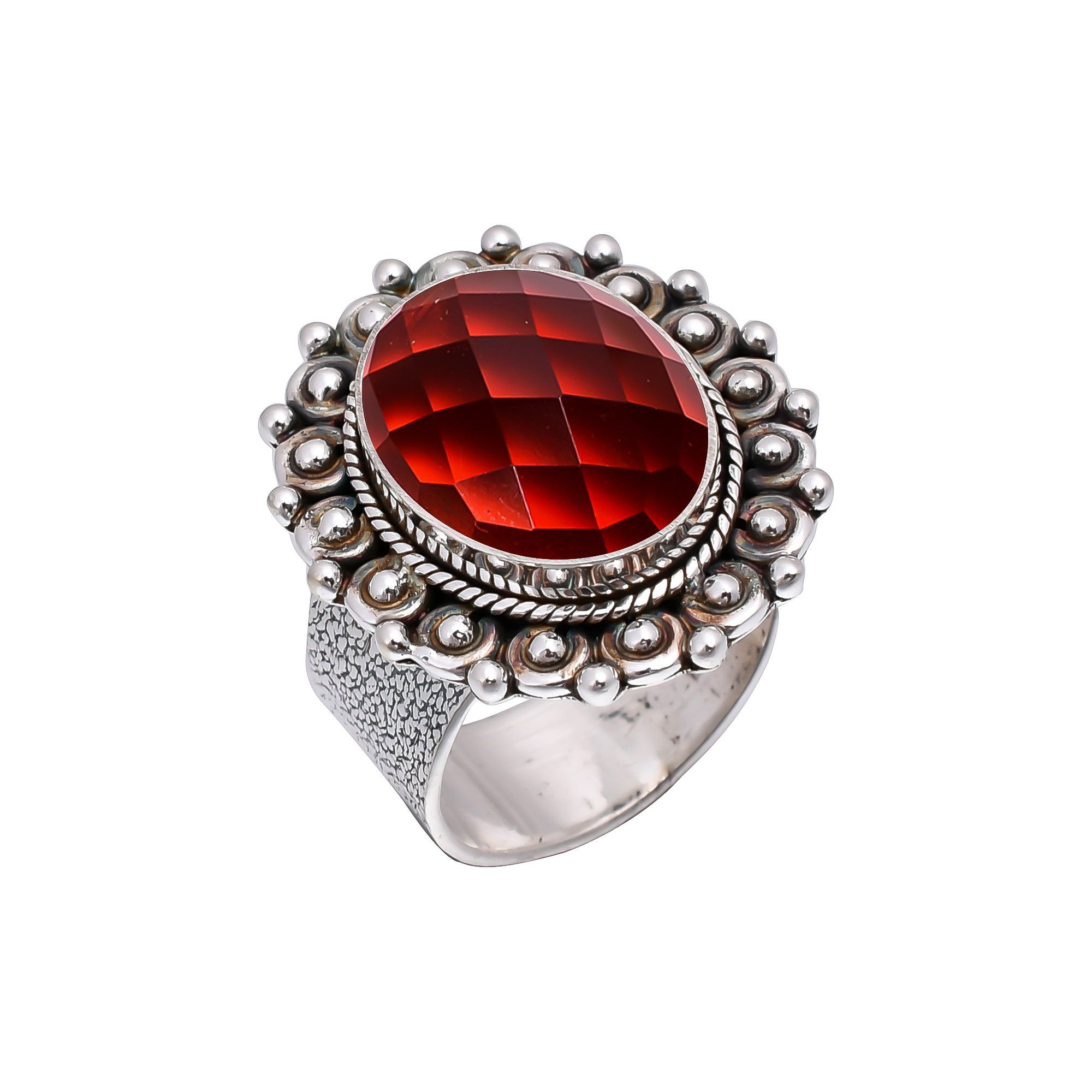 Red Garnet - Simulated 925 Sterling Silver Ring