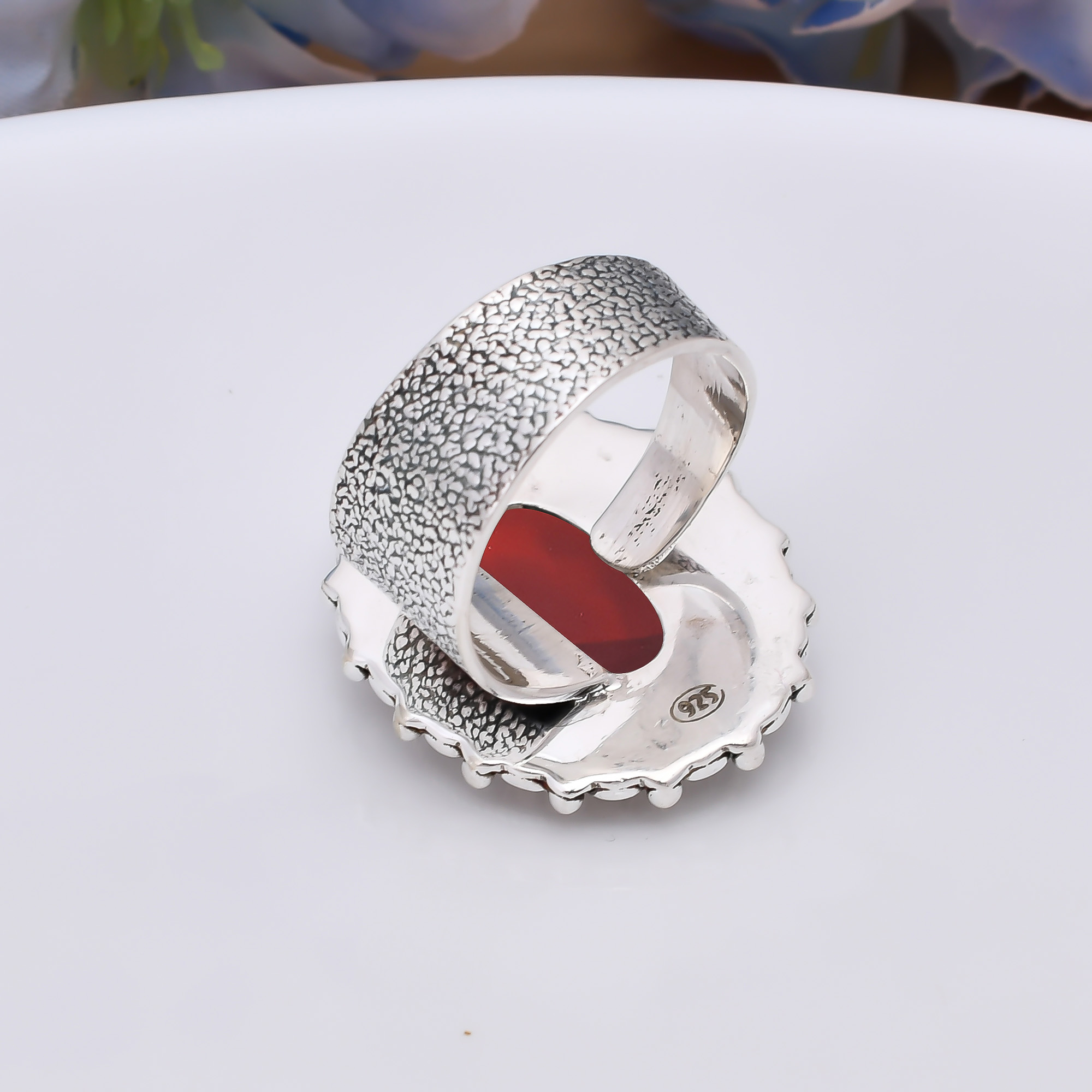 Red Garnet - Simulated 925 Sterling Silver Ring