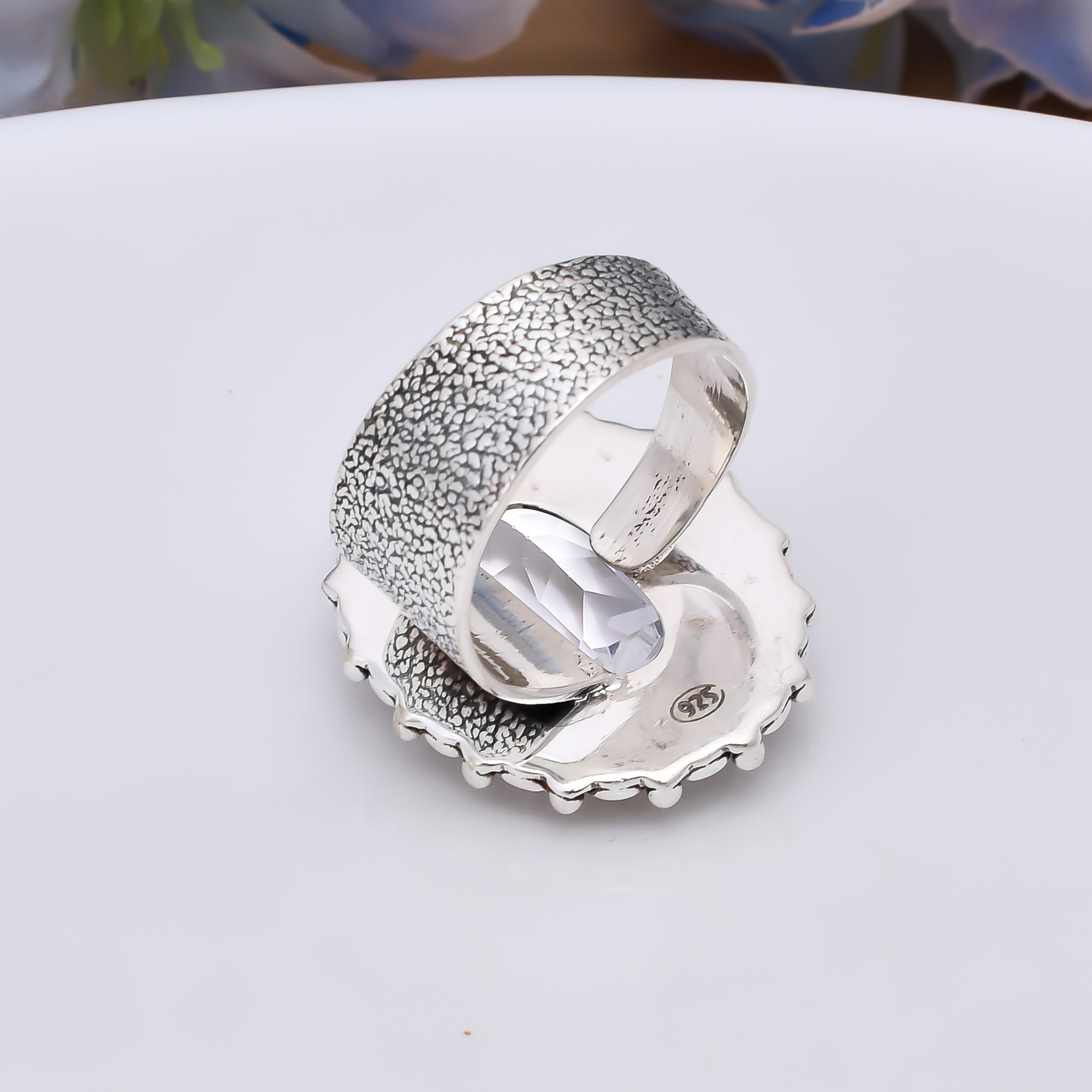 White Topaz - Simulated 925 Sterling Silver Ring
