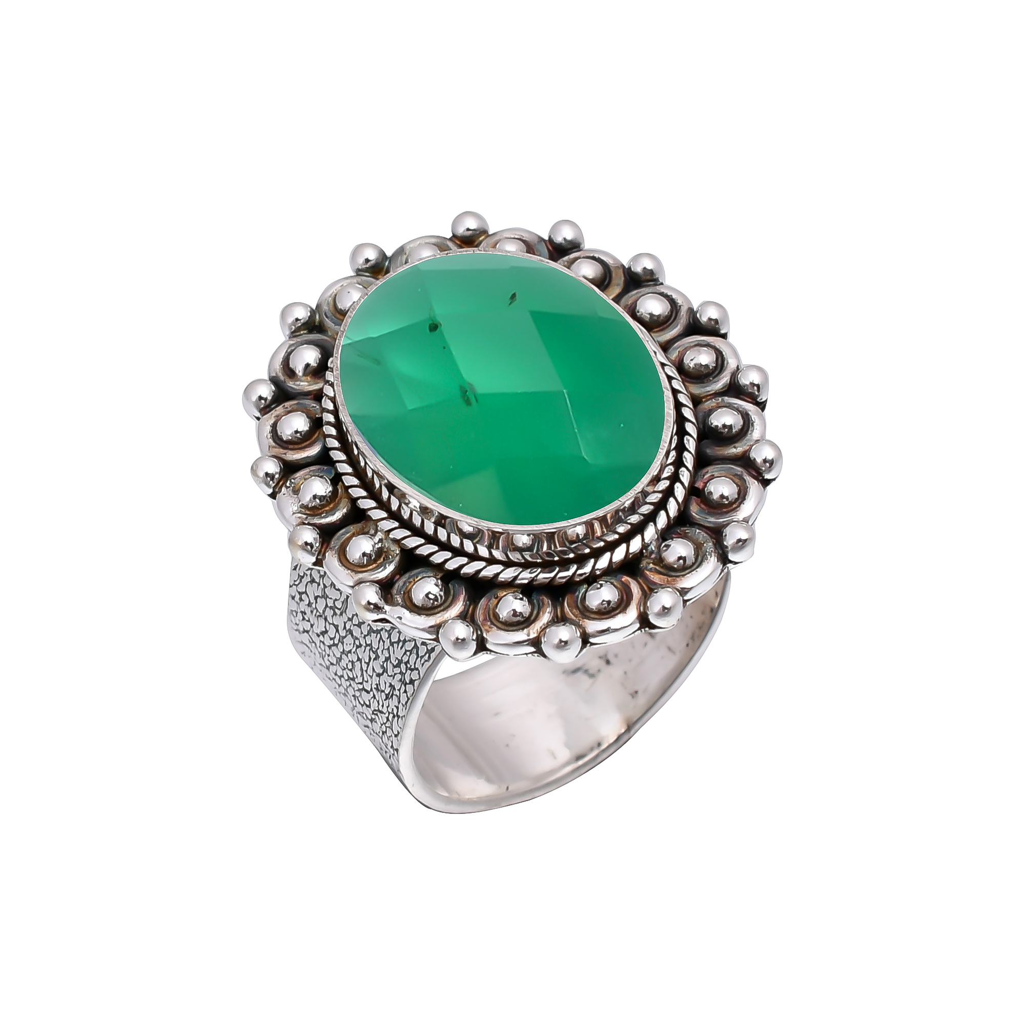 Emerald Simulated 925 Sterling Silver Ring