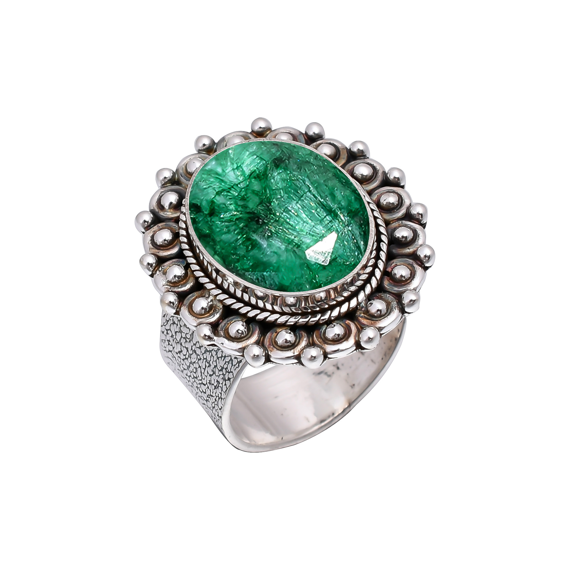 Emerlad - Dyed Quartz 925 Sterling Silver Ring