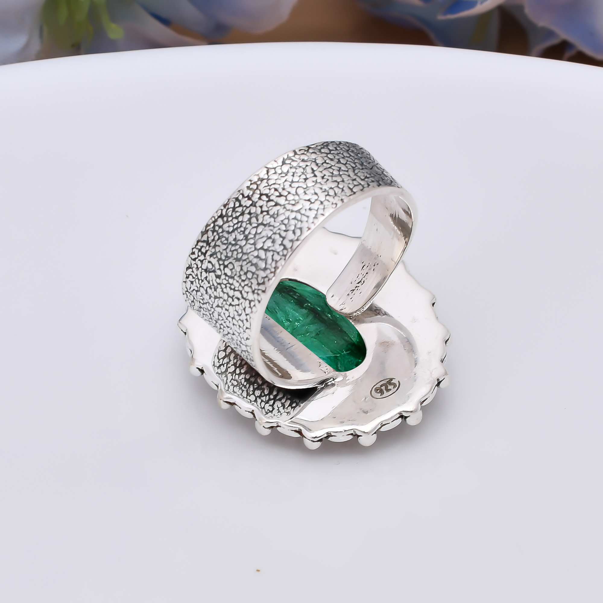 Emerlad - Dyed Quartz 925 Sterling Silver Ring