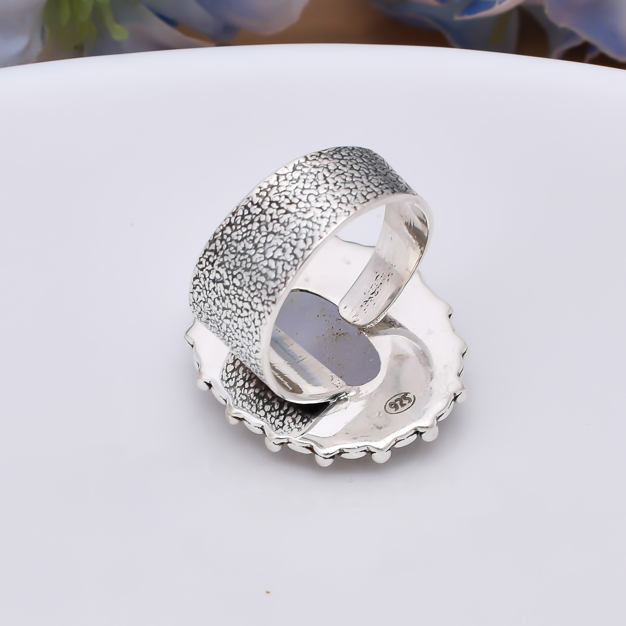 Golden Titanium Agate Drusy 925 Sterling Silver Ring