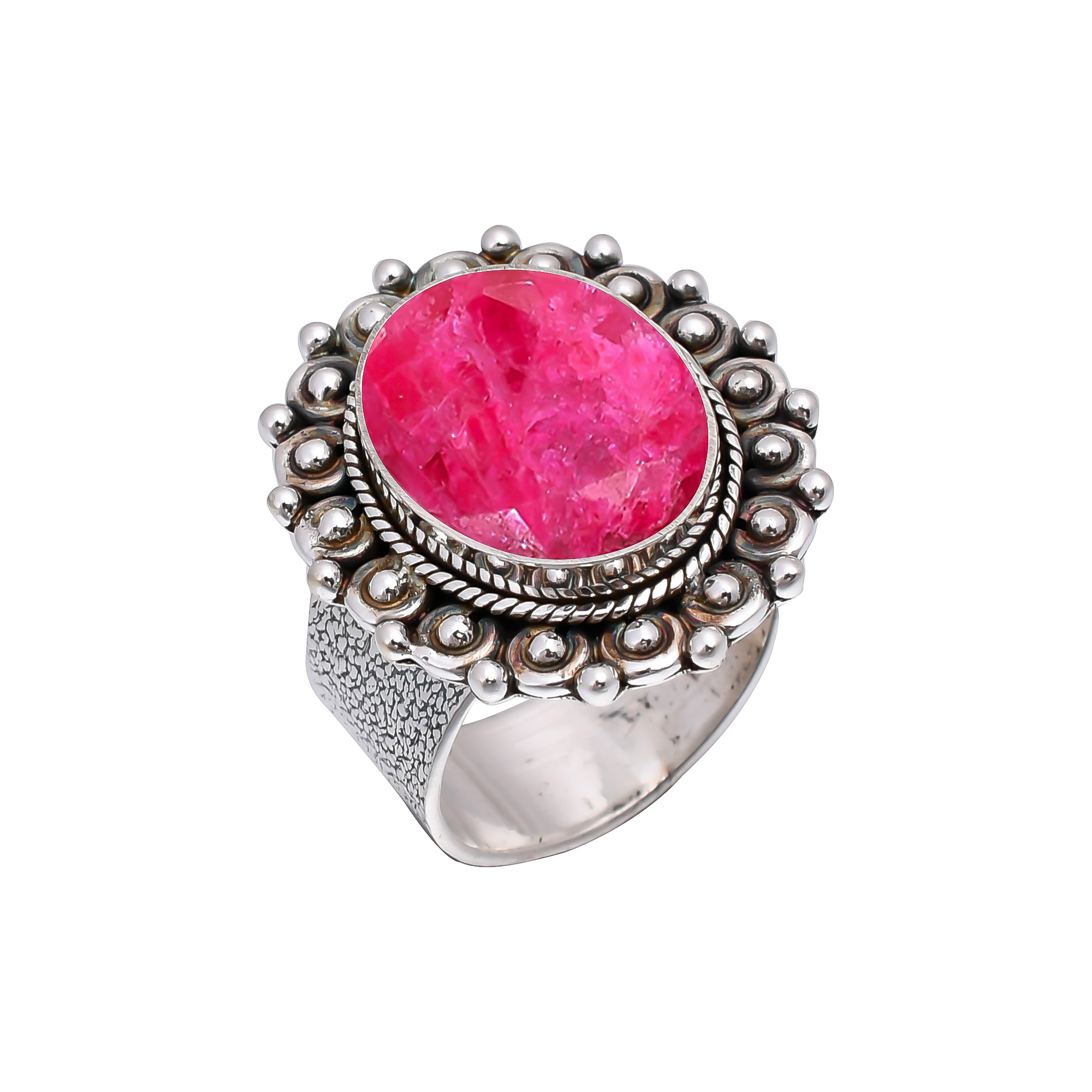 Ruby - Dyed Quartz 925 Sterling Silver Ring