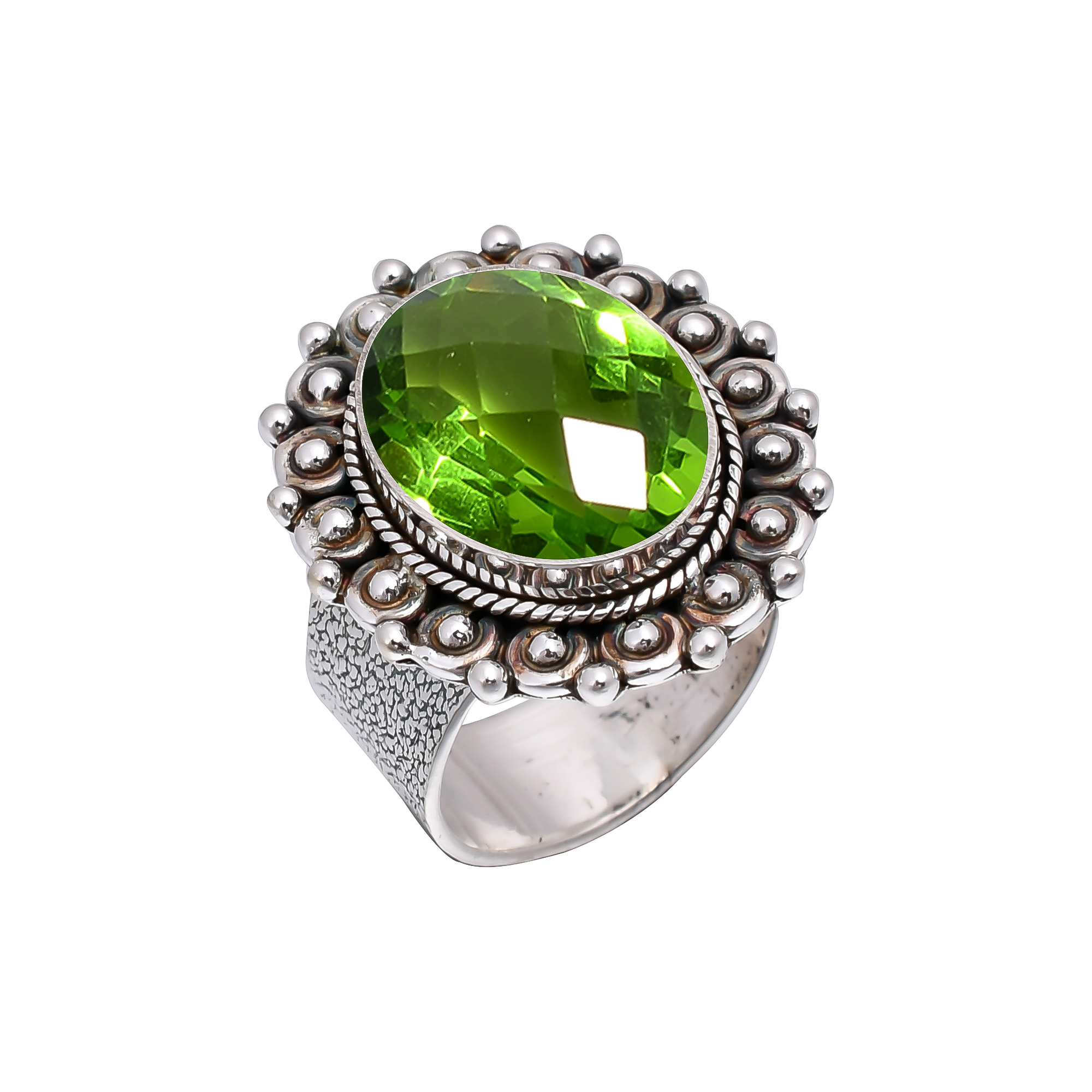 Peridot - Simulated 925 Sterling Silver Ring