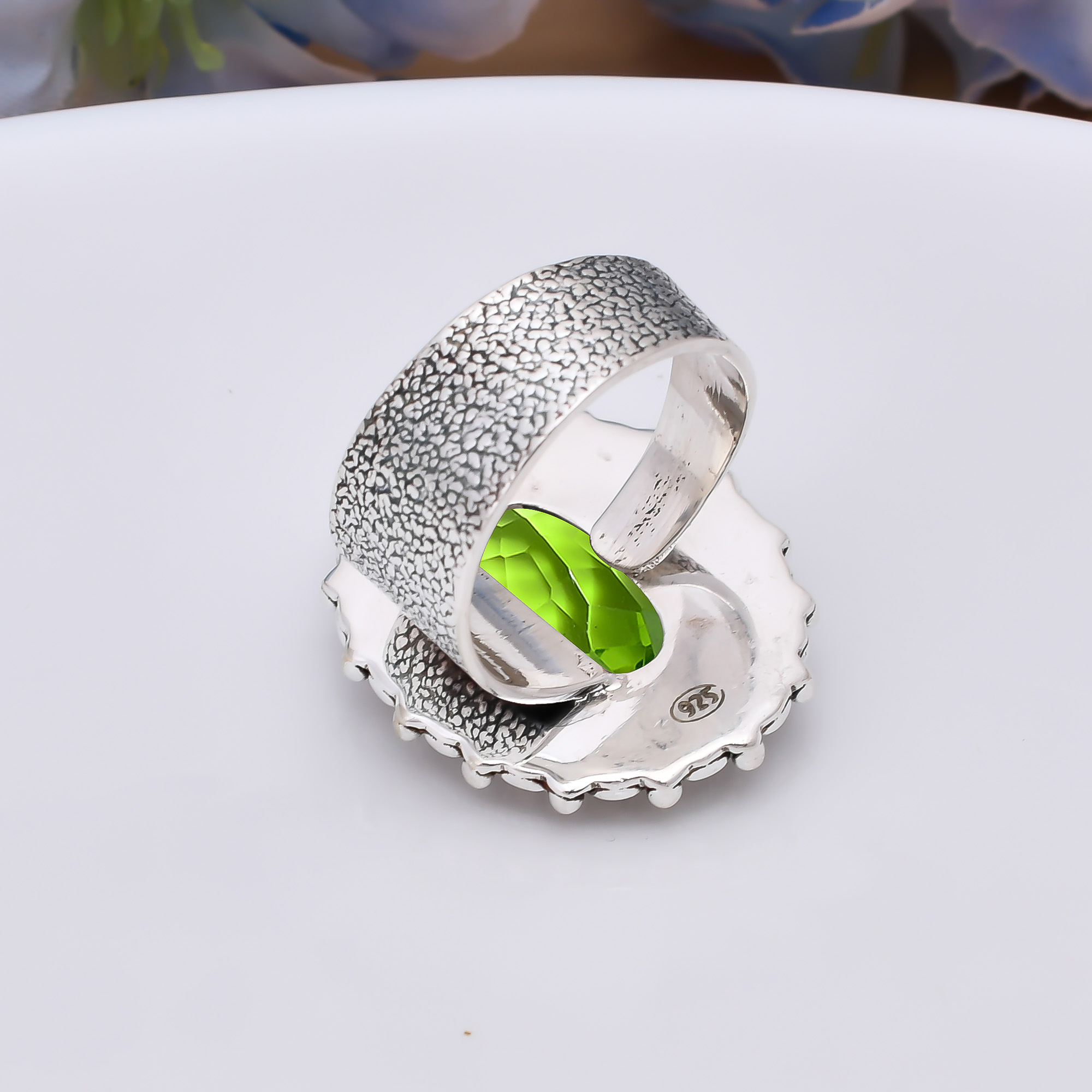 Peridot - Simulated 925 Sterling Silver Ring