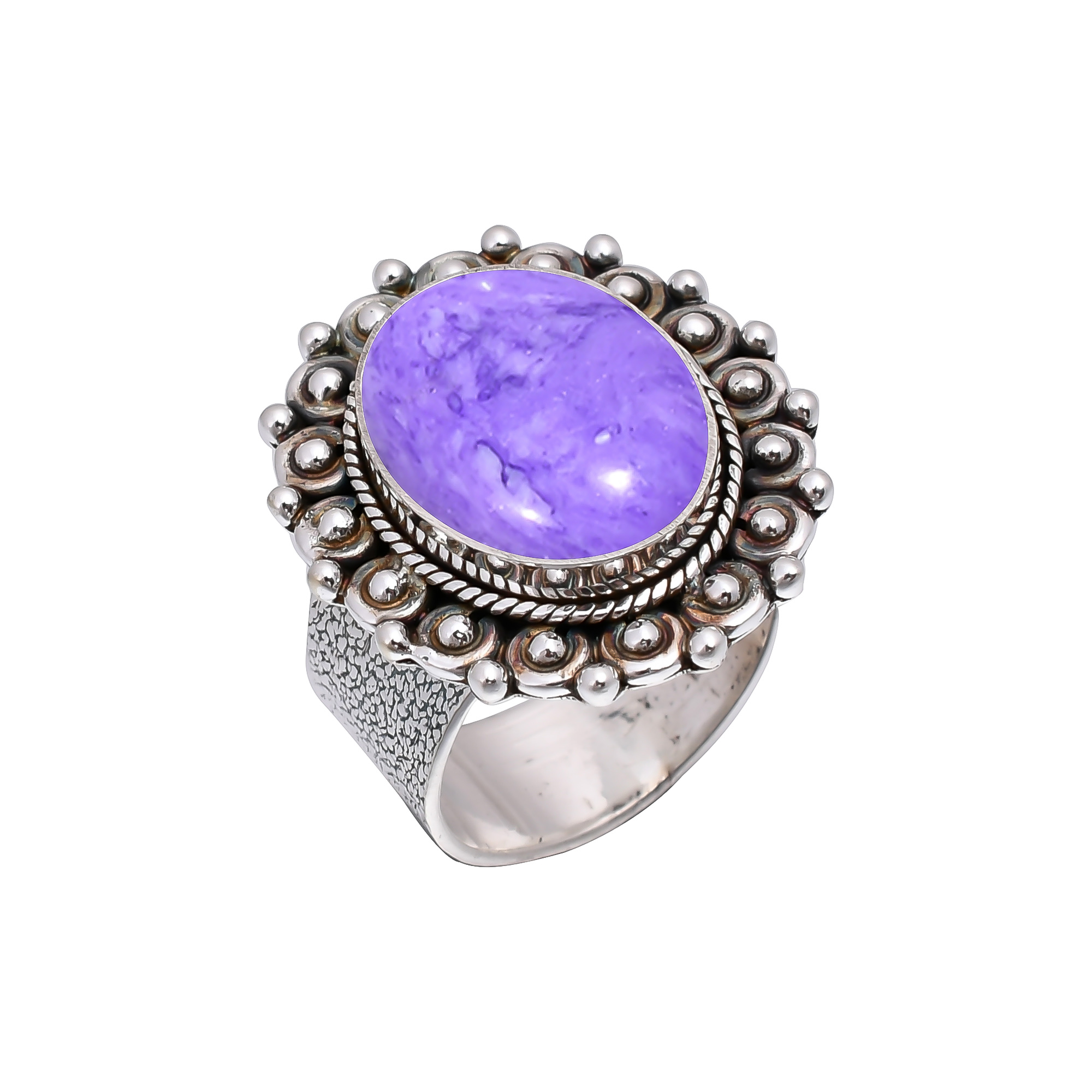Purple Charoite - Simulated 925 Sterling Silver Ring