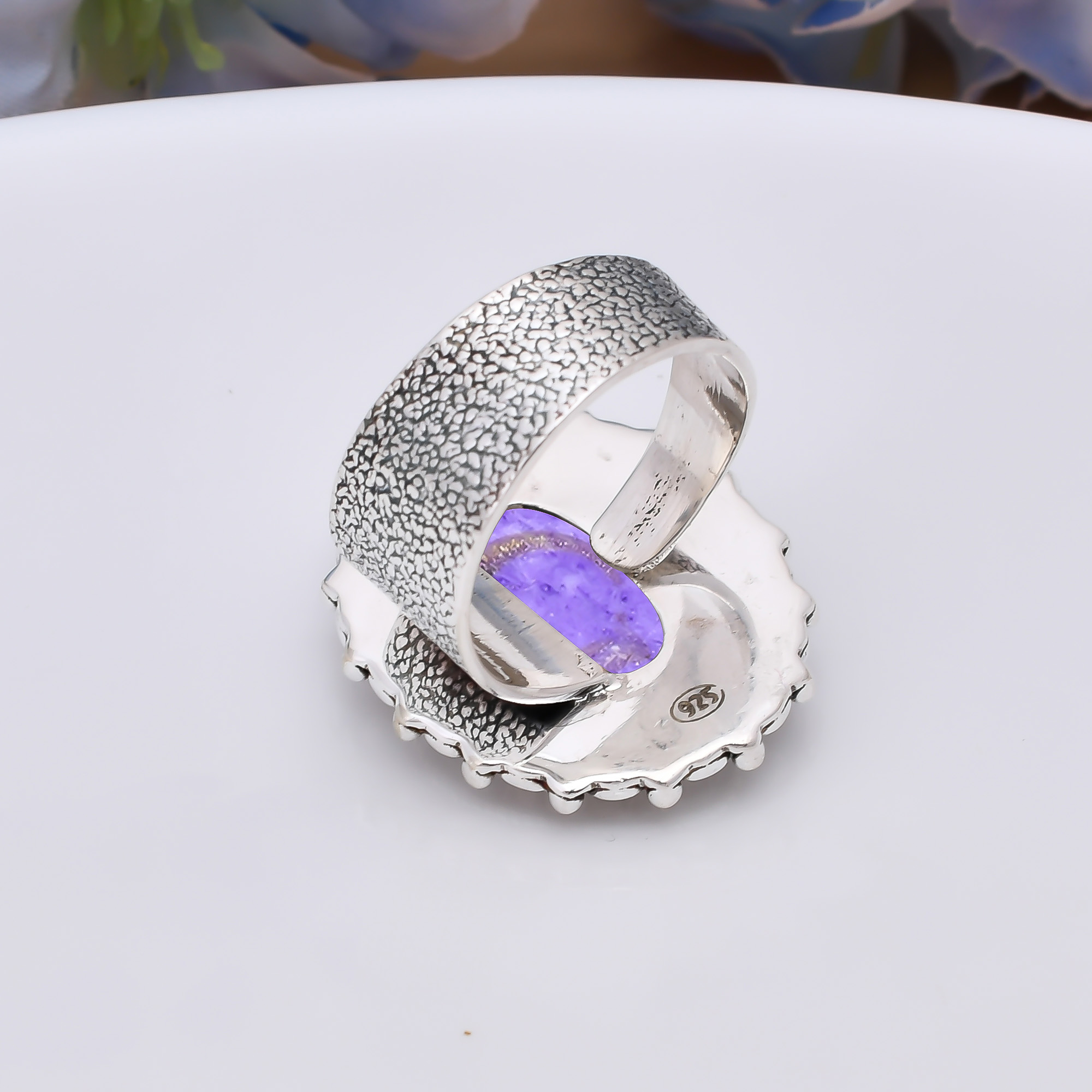 Purple Charoite - Simulated 925 Sterling Silver Ring