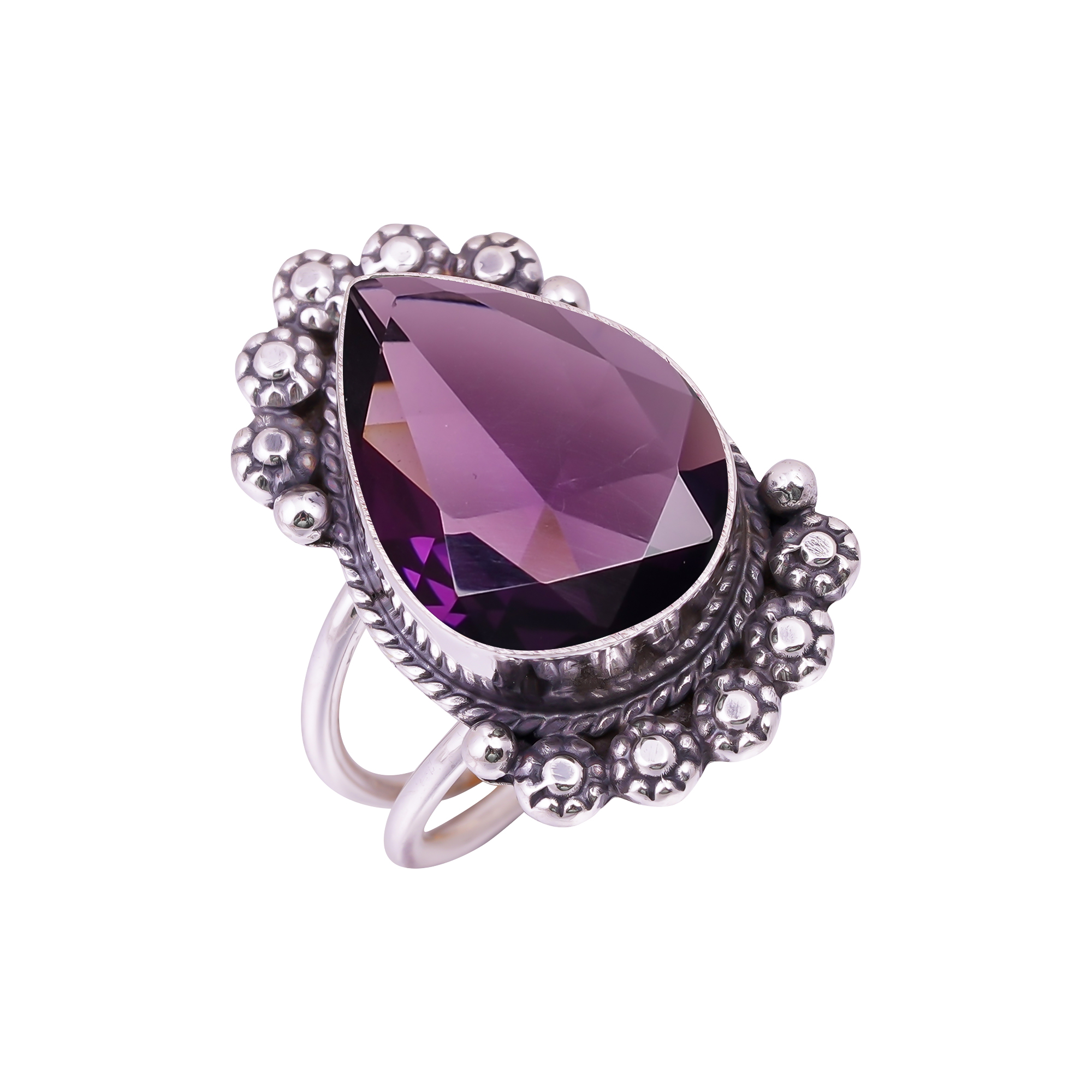 Purple Amethyst - Simulated Gemstone 925 Sterling Silver Ring