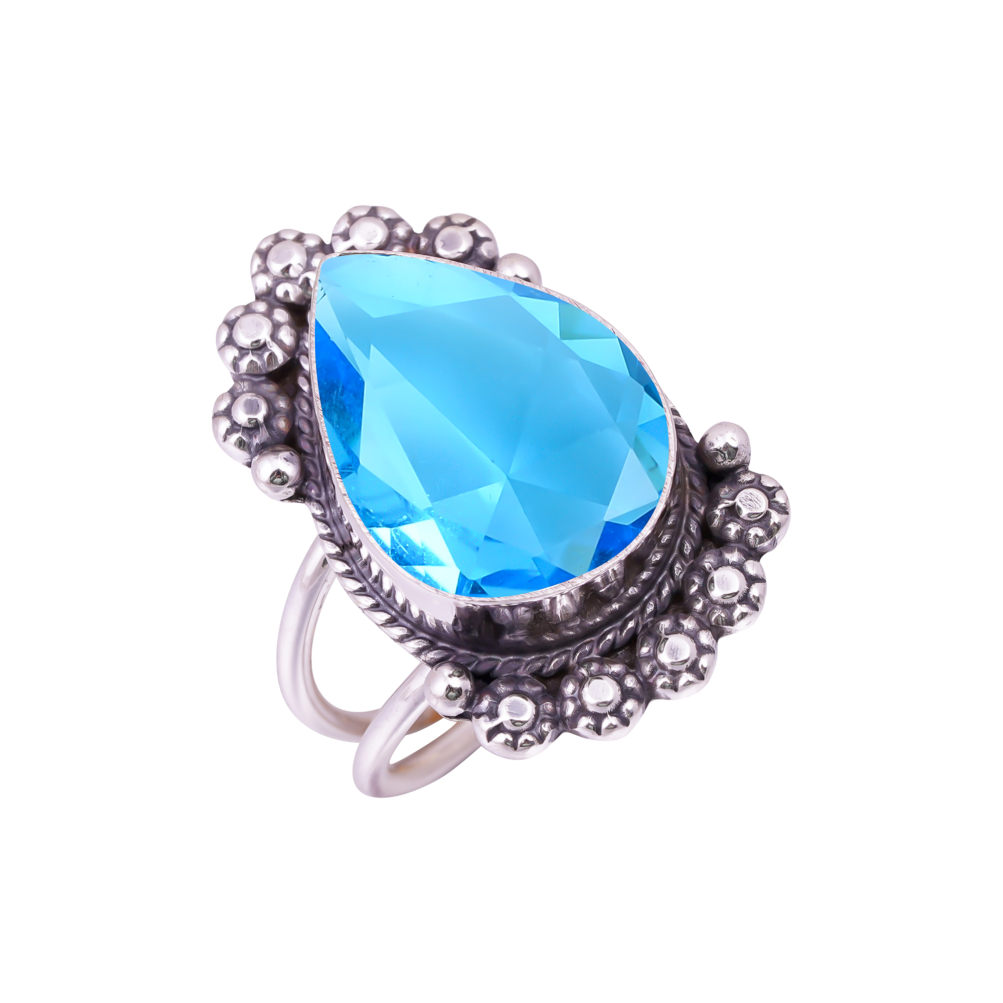 Paraiba Tourmaline - Simulated Gemstone 925 Sterling Silver Ring