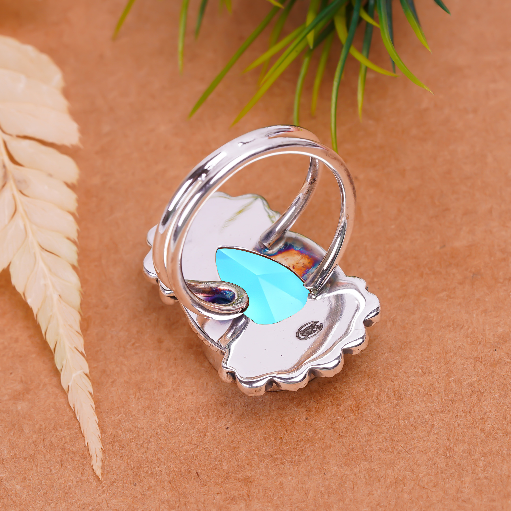 Paraiba Tourmaline - Simulated Gemstone 925 Sterling Silver Ring