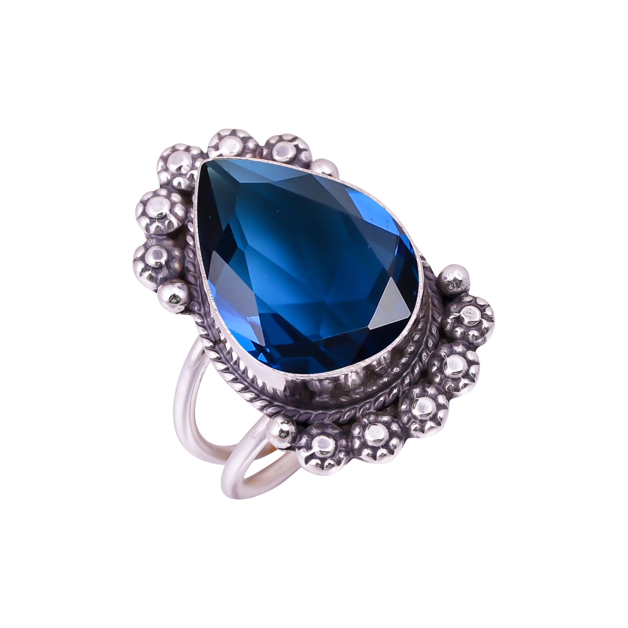 Teal Tourmaline - Simulated Gemstone 925 Sterling Silver Ring