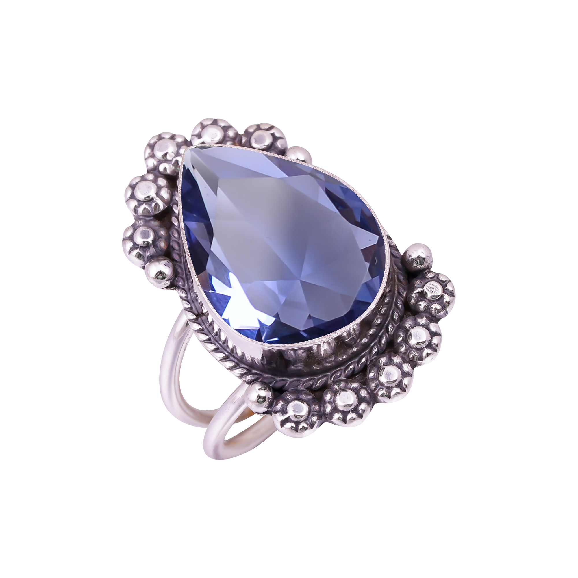 Iolite - Simulated Gemstone 925 Sterling Silver Ring