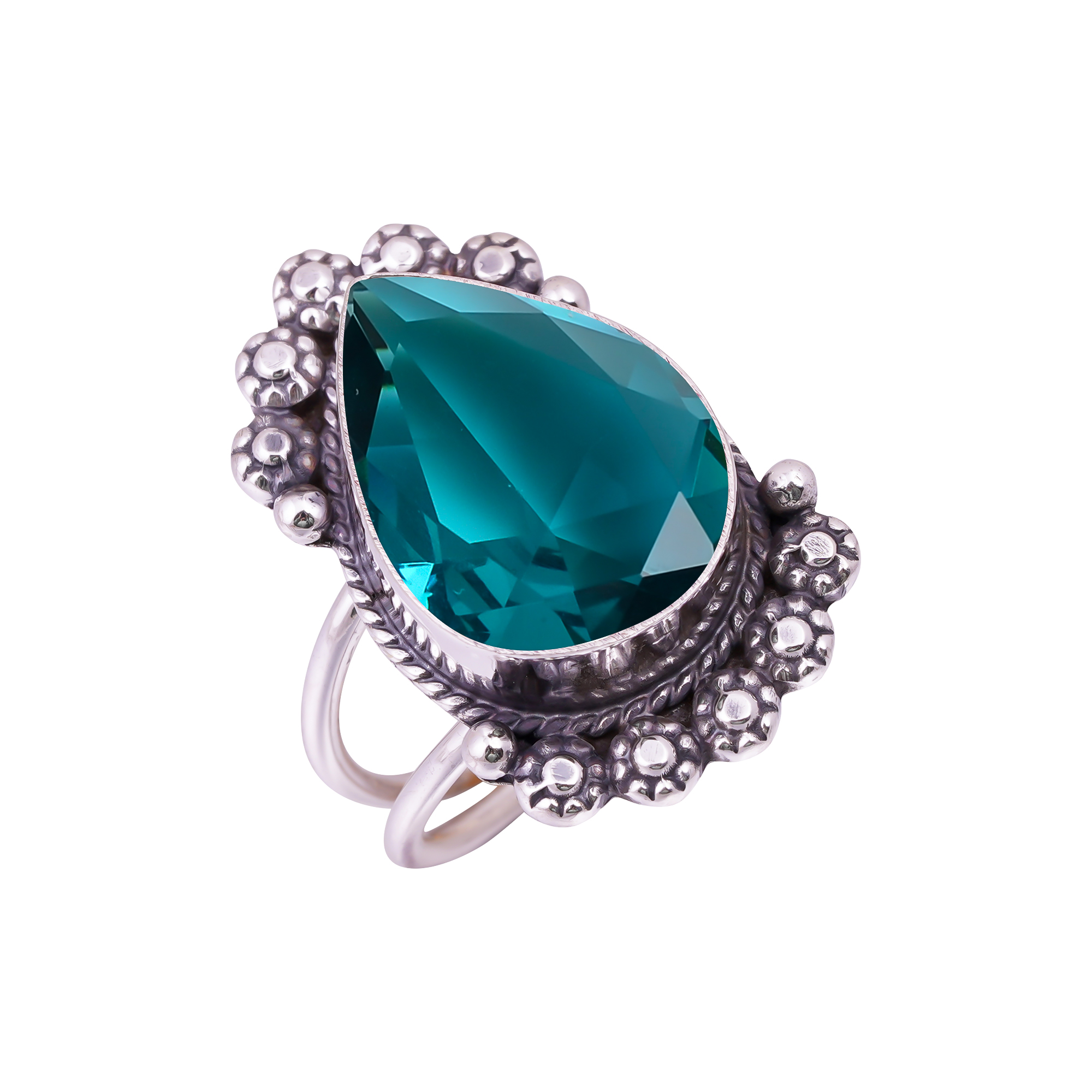 Blue Sapphire - Simulated Gemstone 925 Sterling Silver Ring