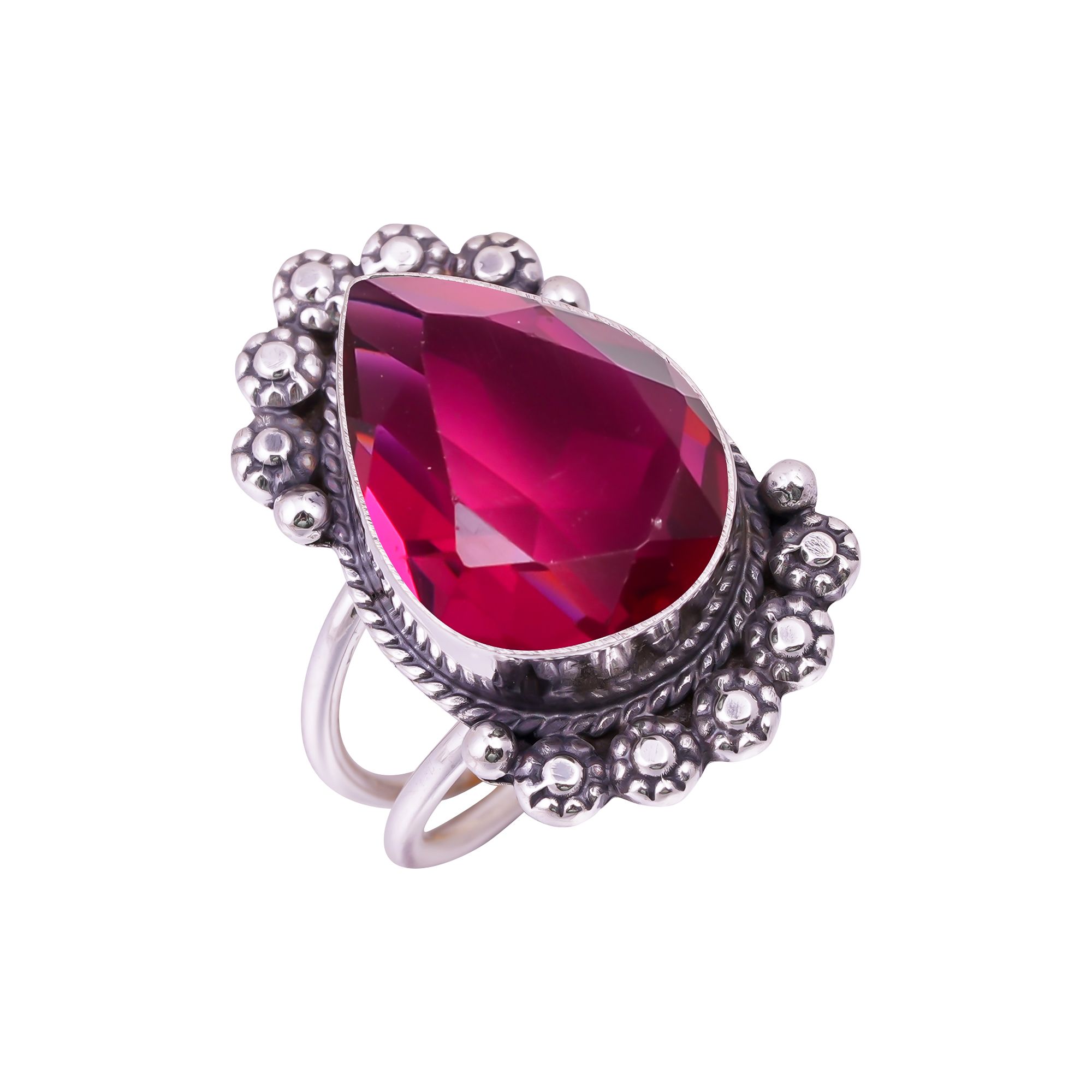 Ruby - Simulated Gemstone 925 Sterling Silver Ring