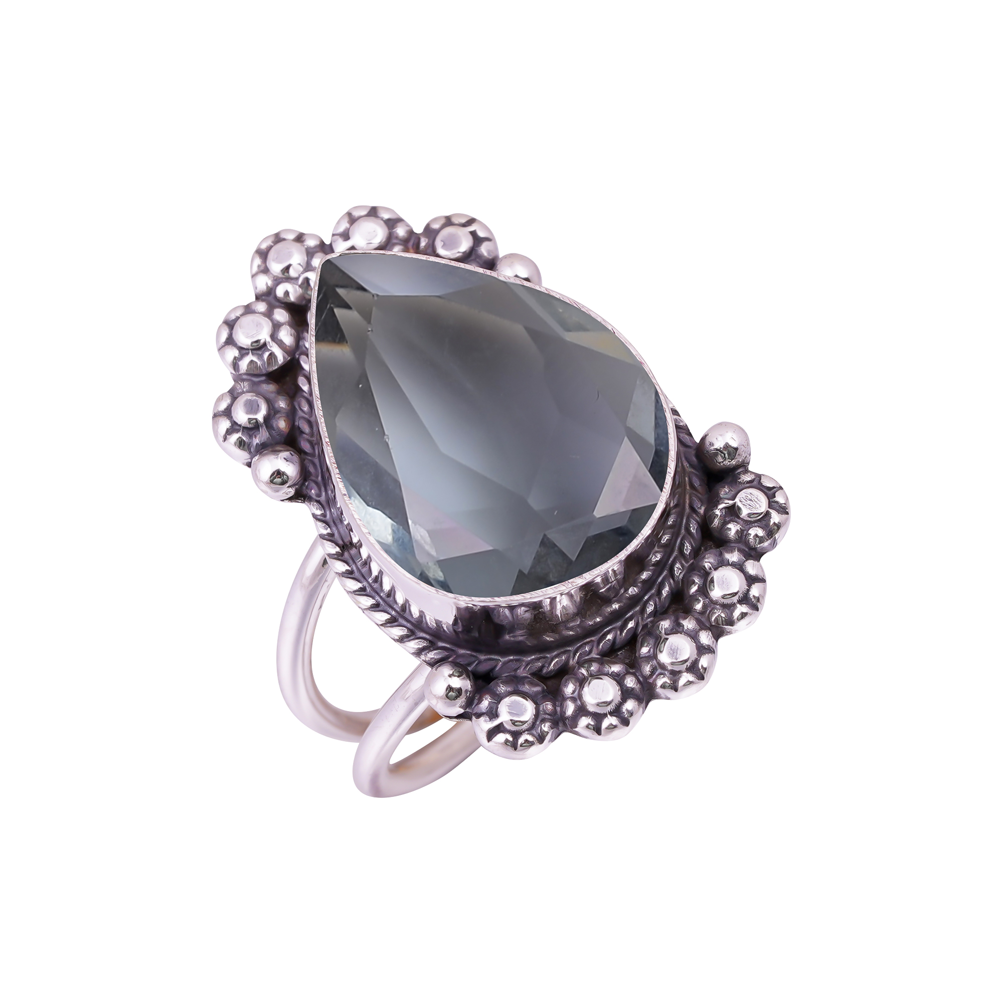 Black Tourmaline - Simulated Gemstone 925 Sterling Silver Ring