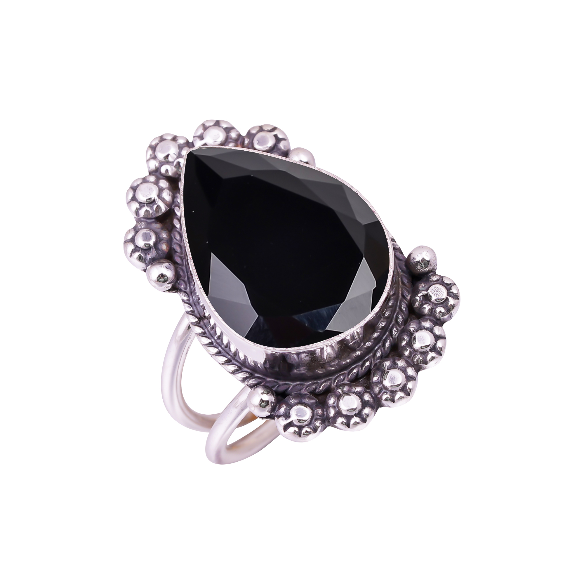 Black Onyx - Simulated Gemstone 925 Sterling Silver Ring