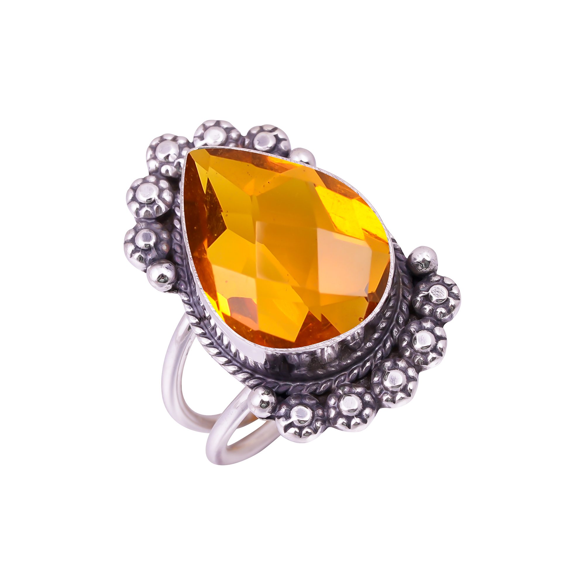 Citrine - Simulated Gemstone 925 Sterling Silver Ring