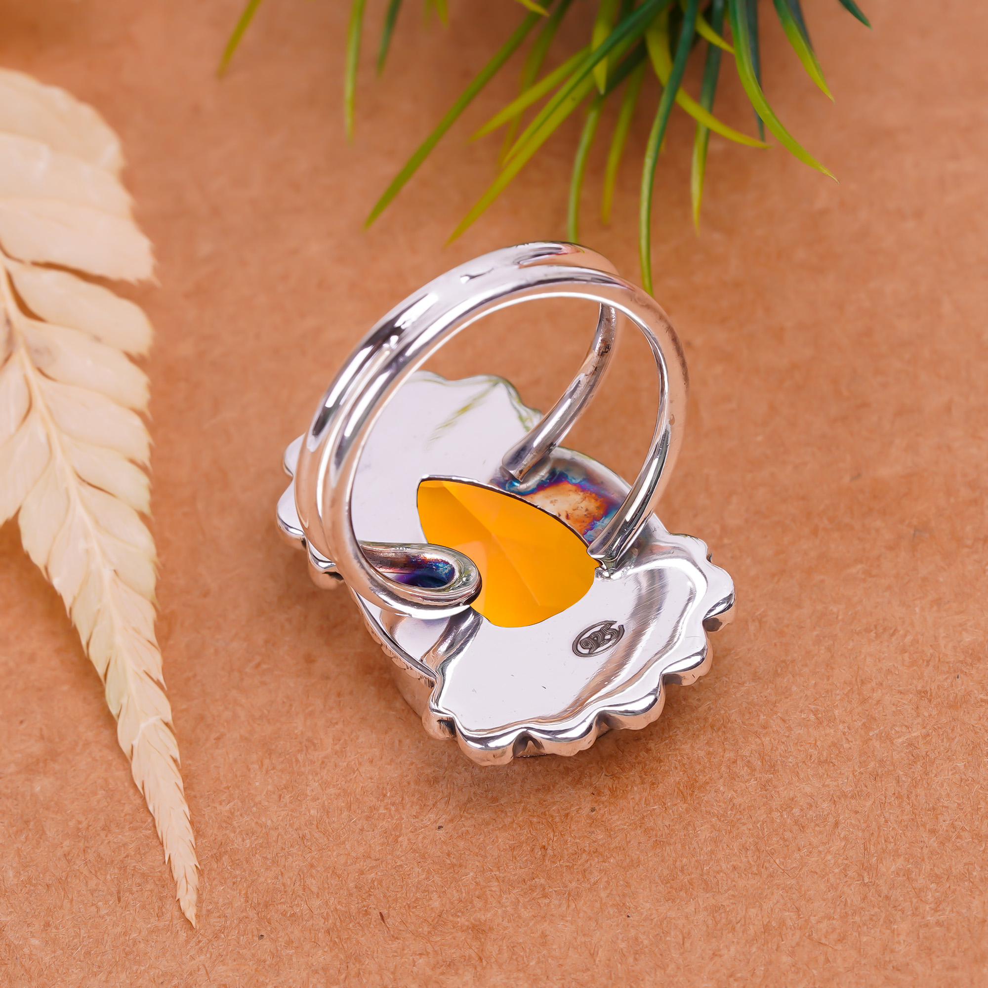 Citrine - Simulated Gemstone 925 Sterling Silver Ring