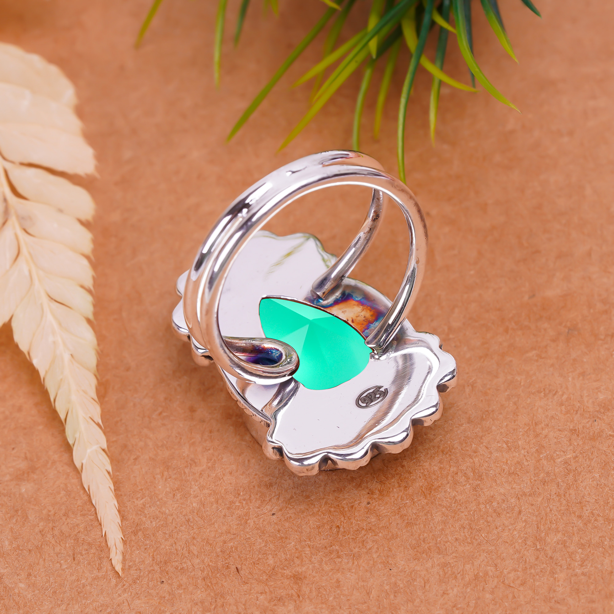 Apatite - Simulated Gemstone 925 Sterling Silver Ring