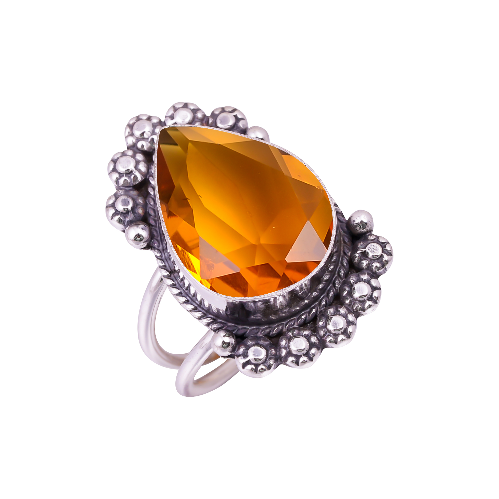 Citrine - Simulated Gemstone 925 Sterling Silver Ring