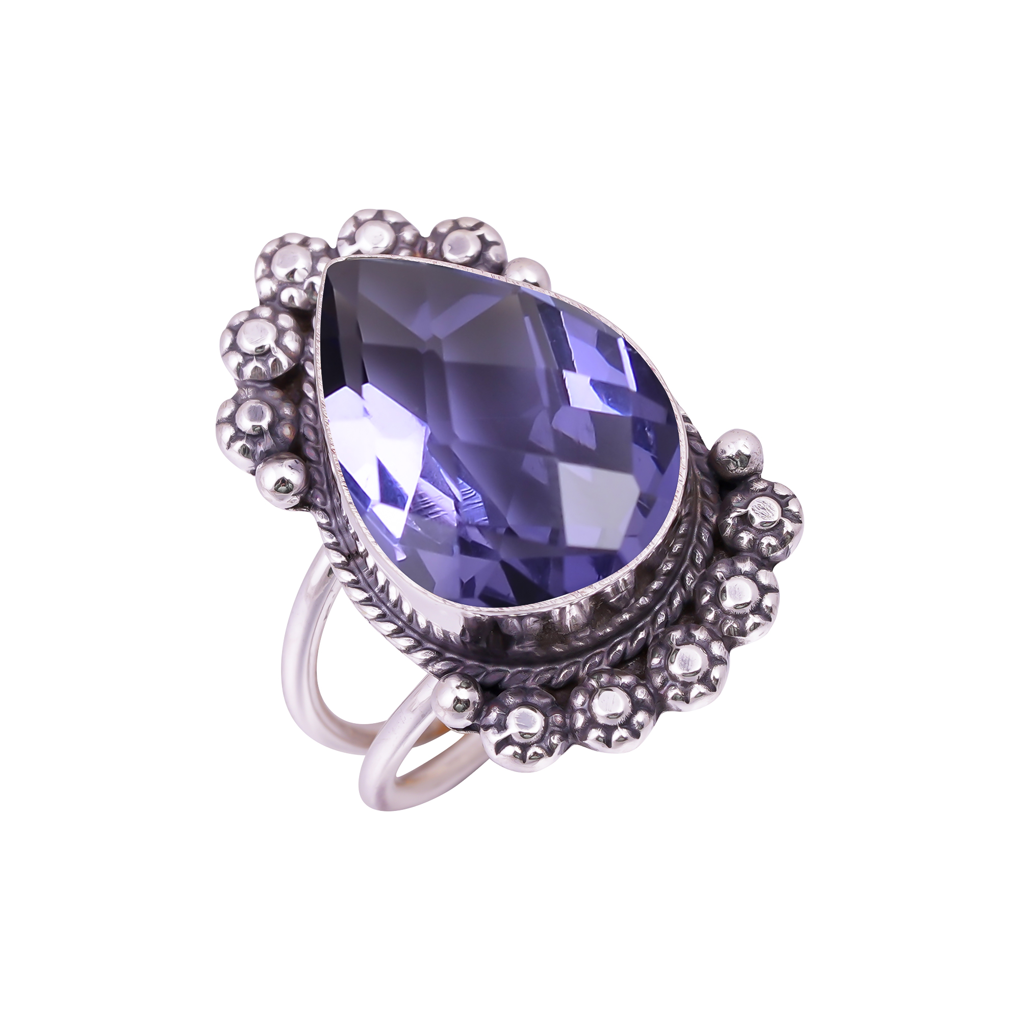Iolite - Simulated Gemstone 925 Sterling Silver Ring