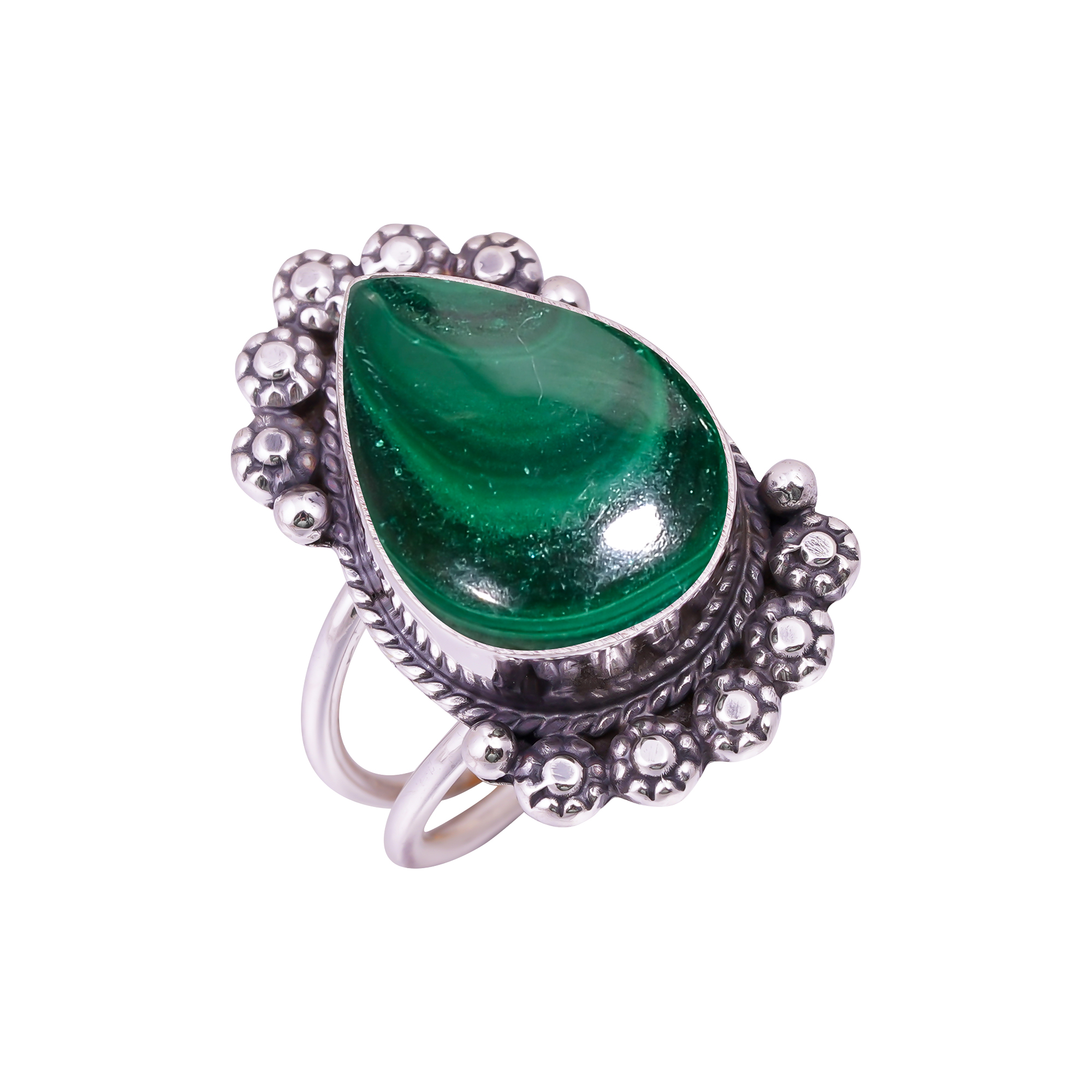 Malachite - Congo Gemstone 925 Sterling Silver Ring