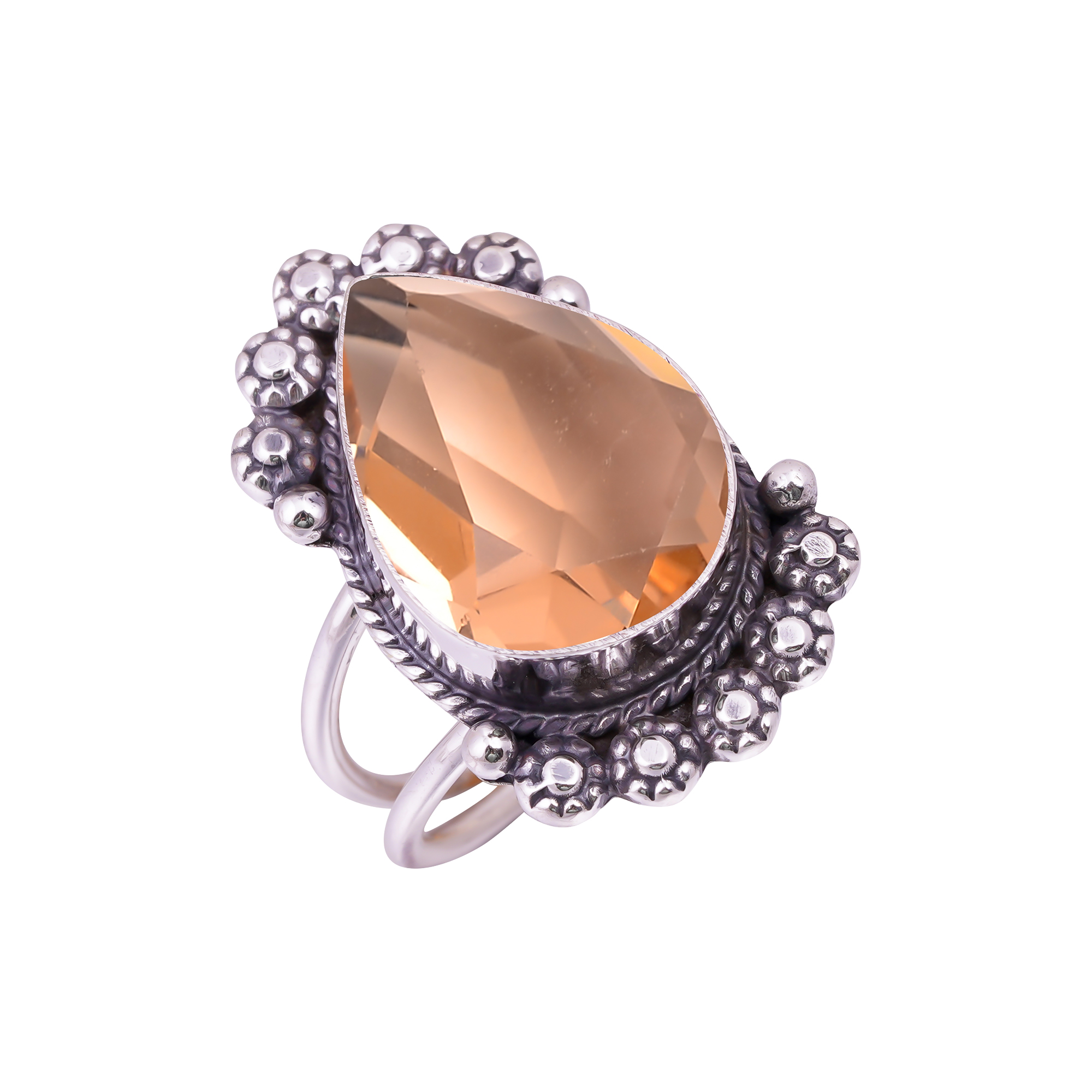 Morganite - Simulated Gemstone 925 Sterling Silver Ring