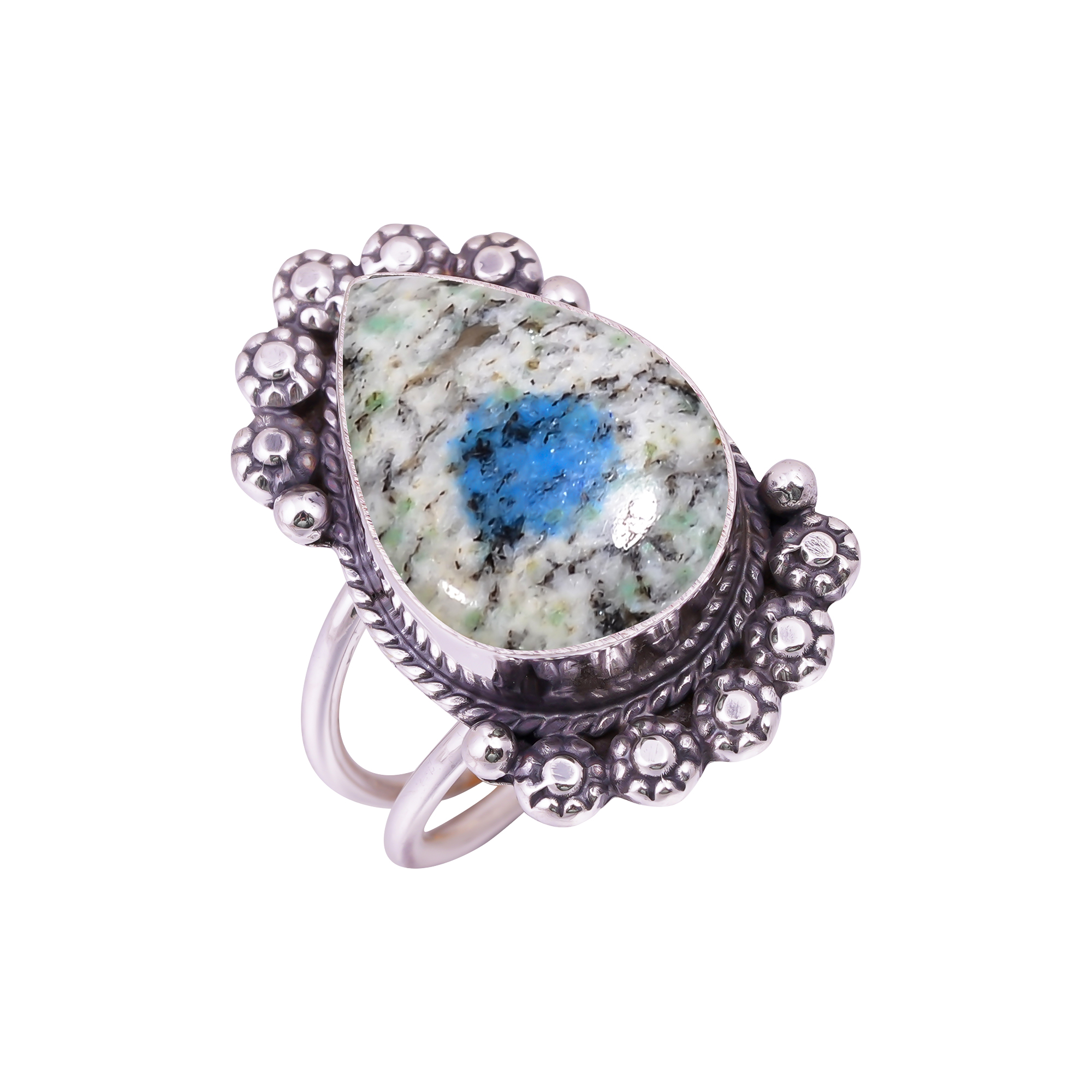 K2 Blue Azurite - Pakistan Gemstone 925 Sterling Silver Ring