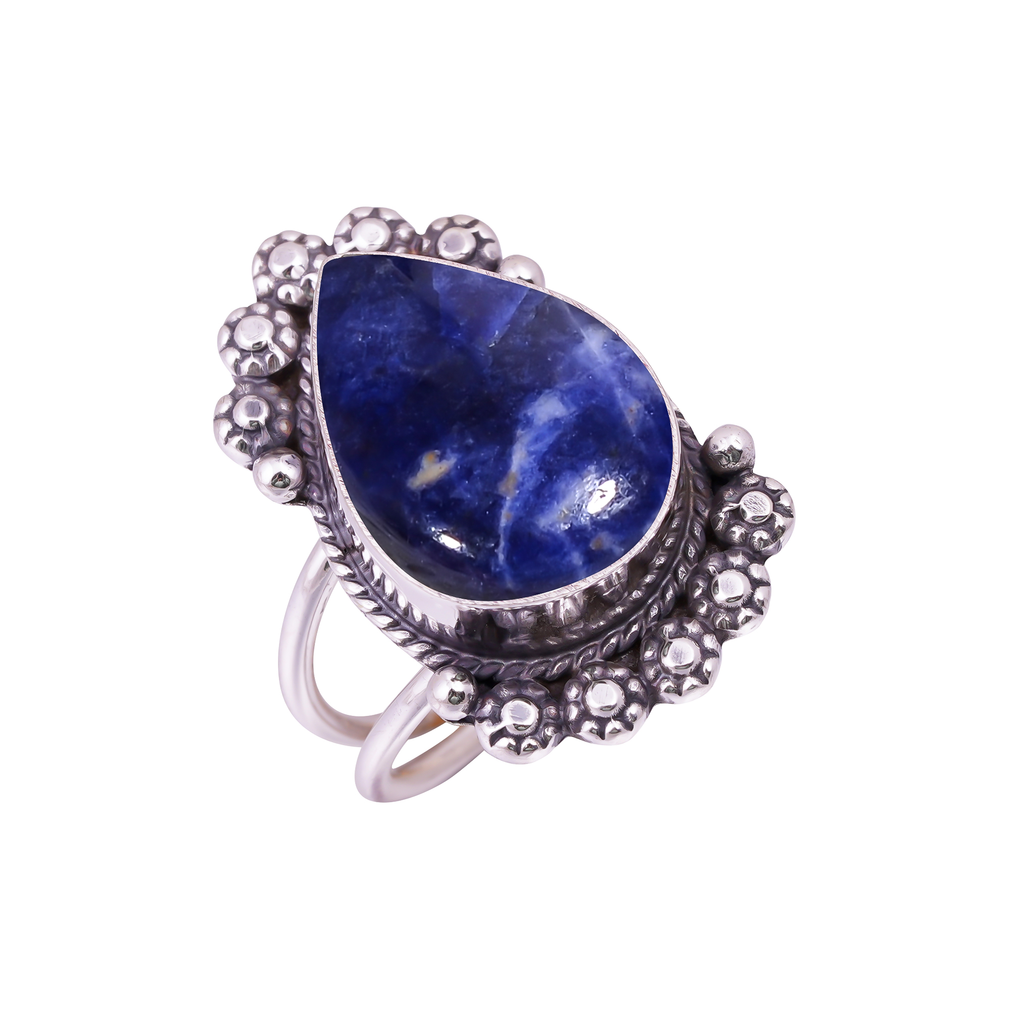Sodalite - Minas Gerais Gemstone 925 Sterling Silver Ring