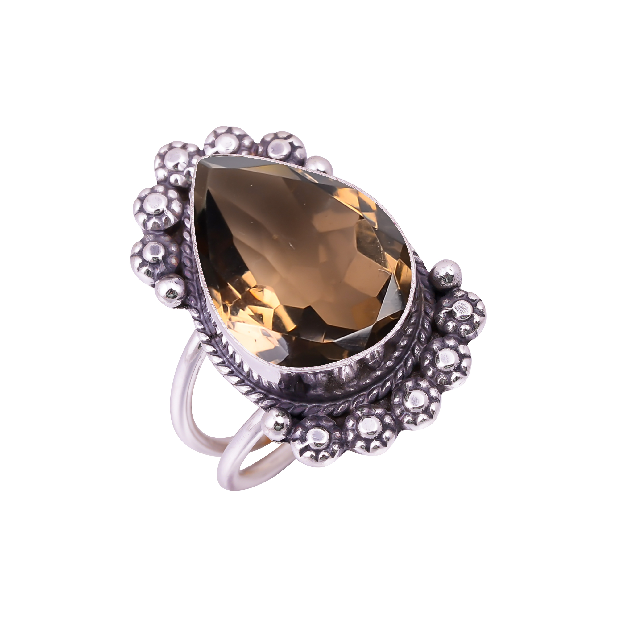 Smokey - Simulated Gemstone 925 Sterling Silver Ring