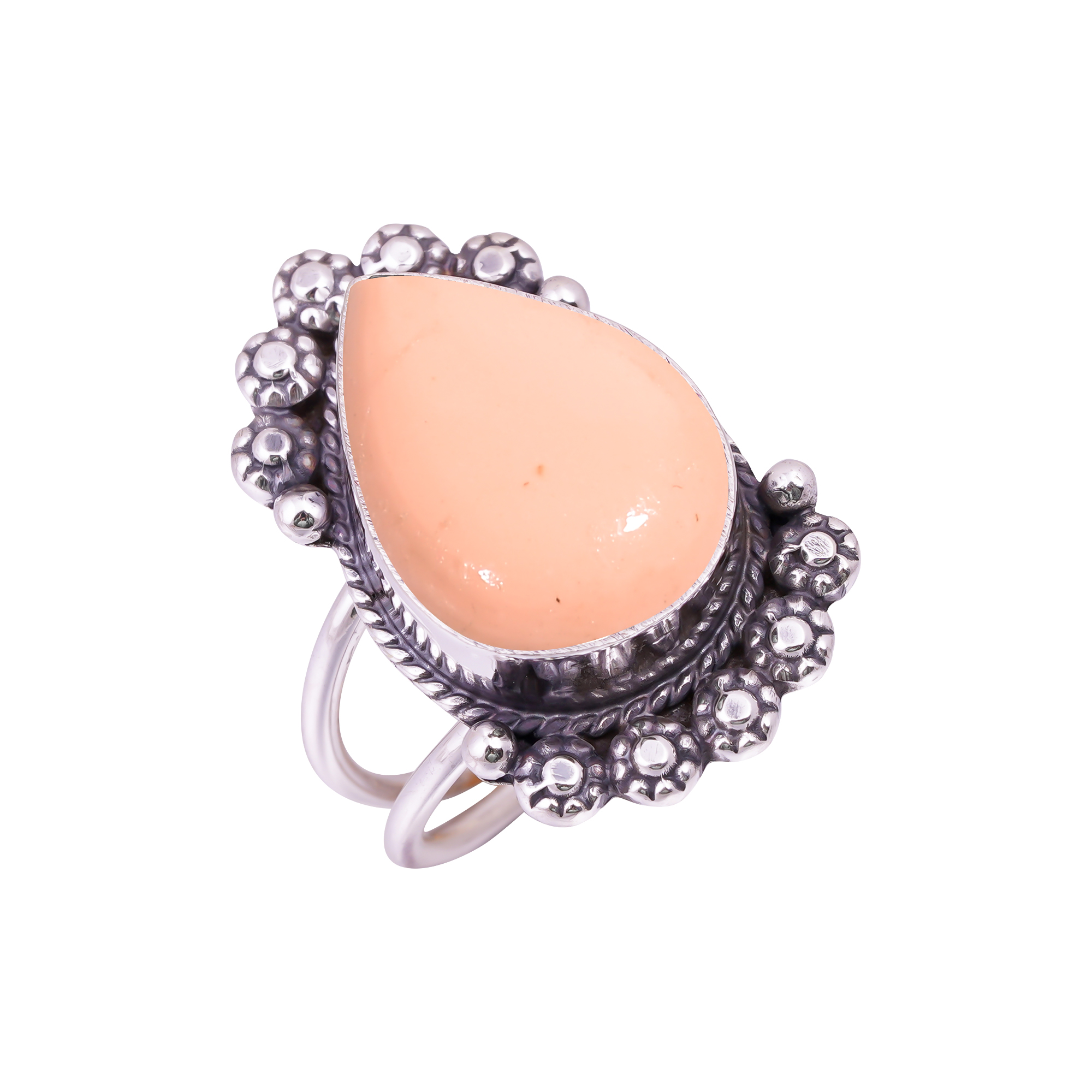 Pink Opal - Simulated   Gemstone 925 Sterling Silver Ring