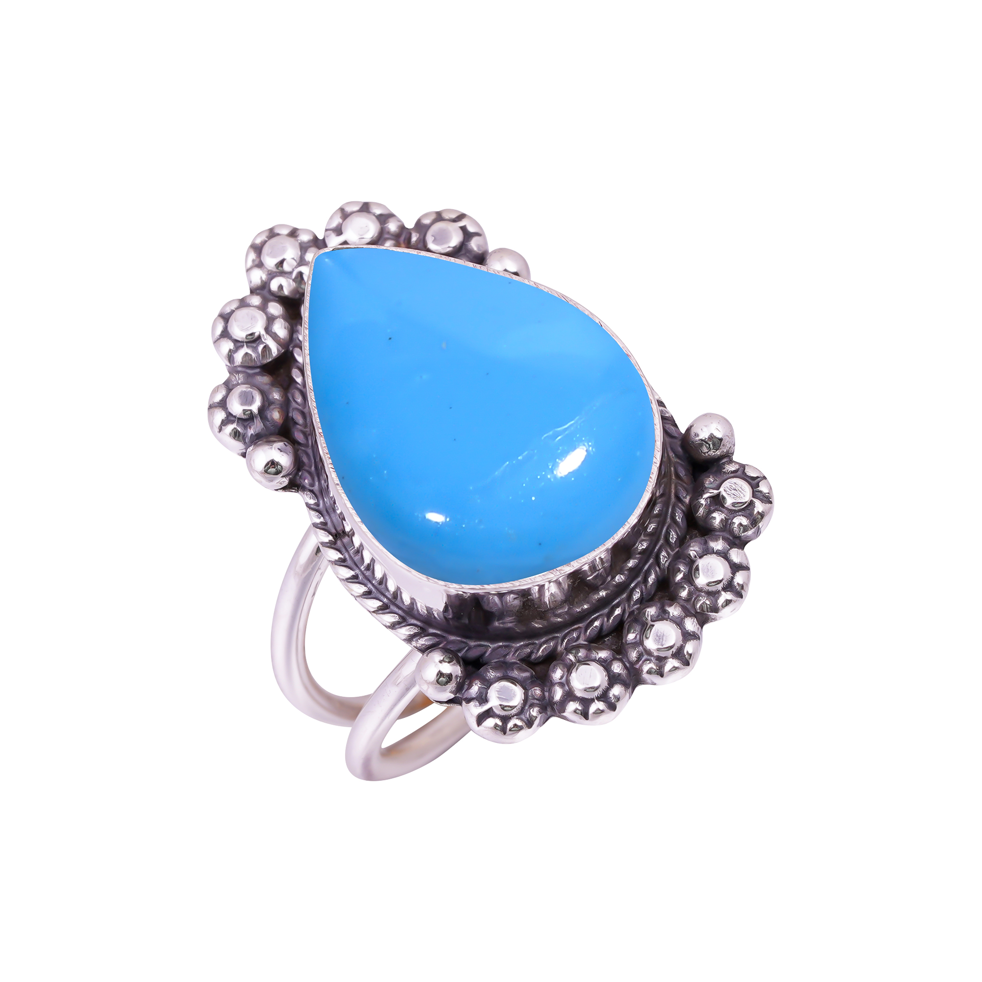 Sleeping Beauty Turquoise - Simulated Gemstone 925 Sterling Silver Ring
