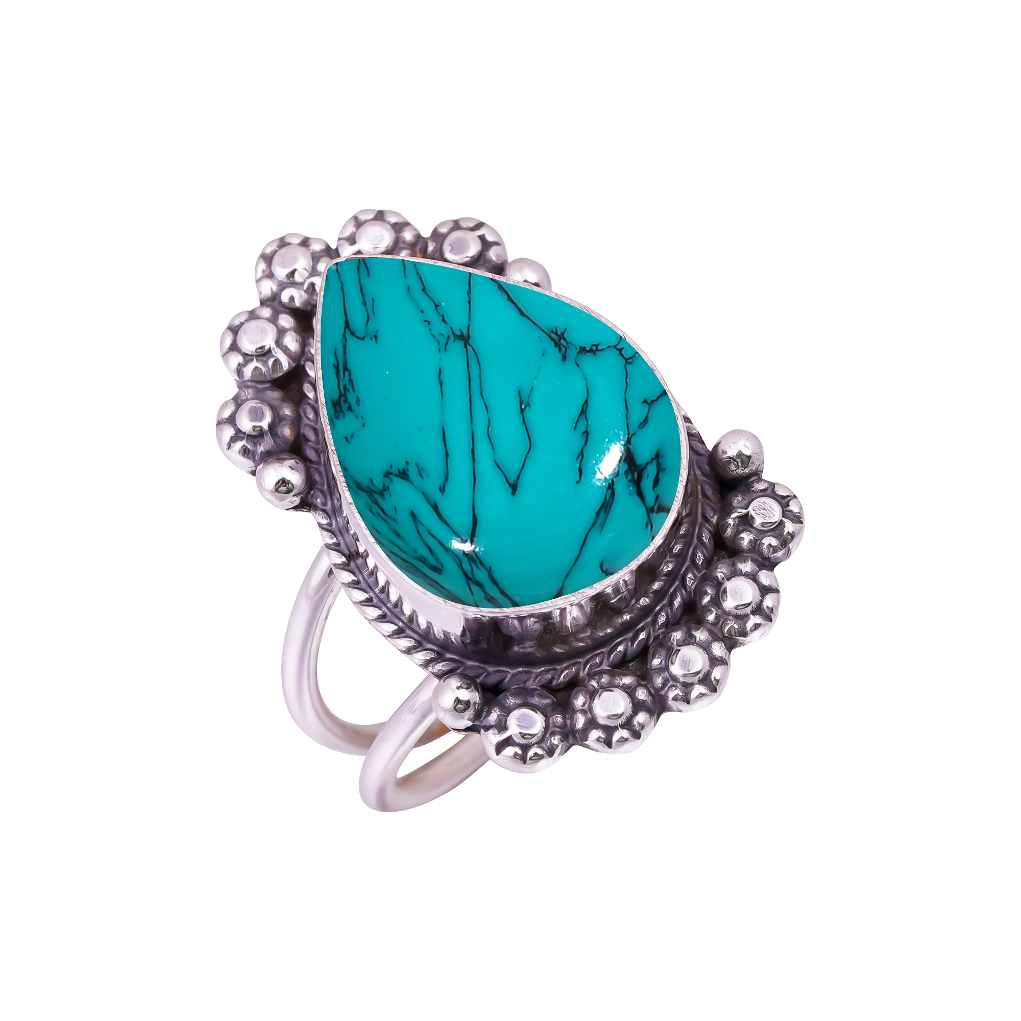 Santa Rosa Turquoise - Simulated Gemstone 925 Sterling Silver Ring