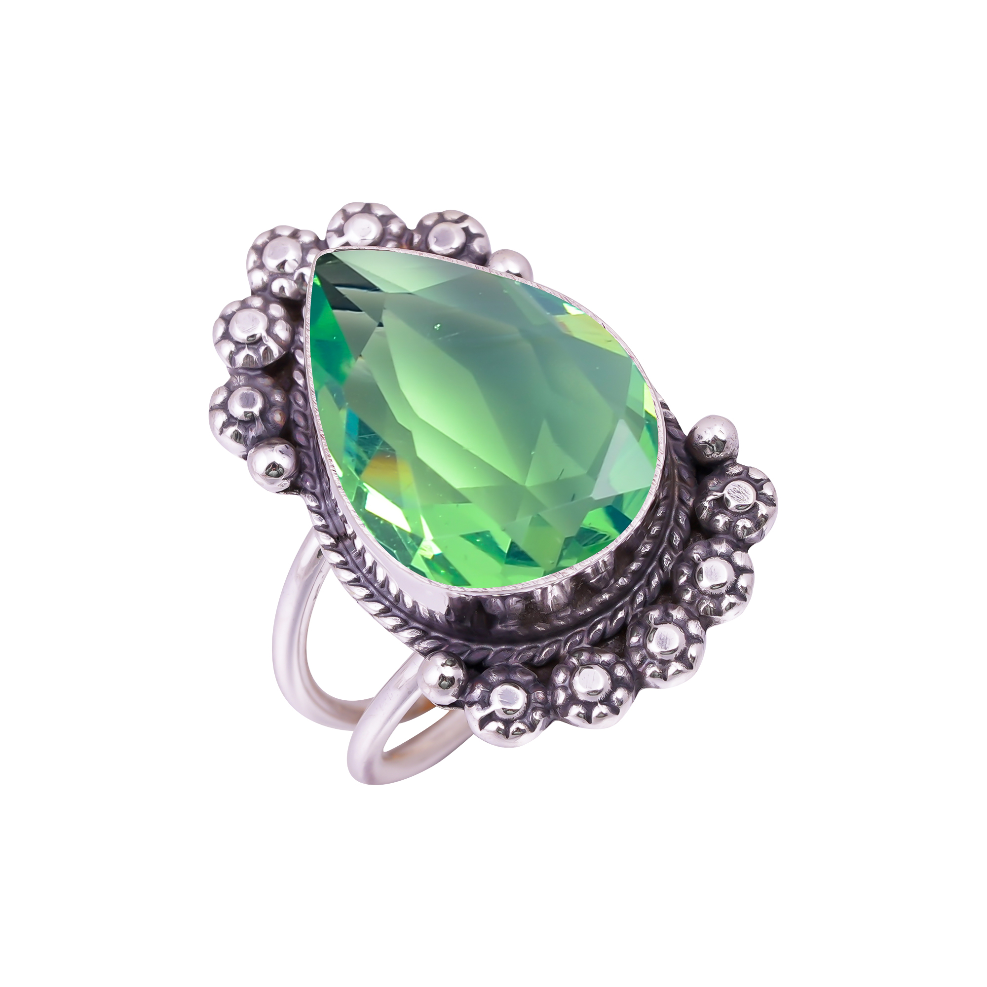 Green Tourmaline - Simulated Gemstone 925 Sterling Silver Ring