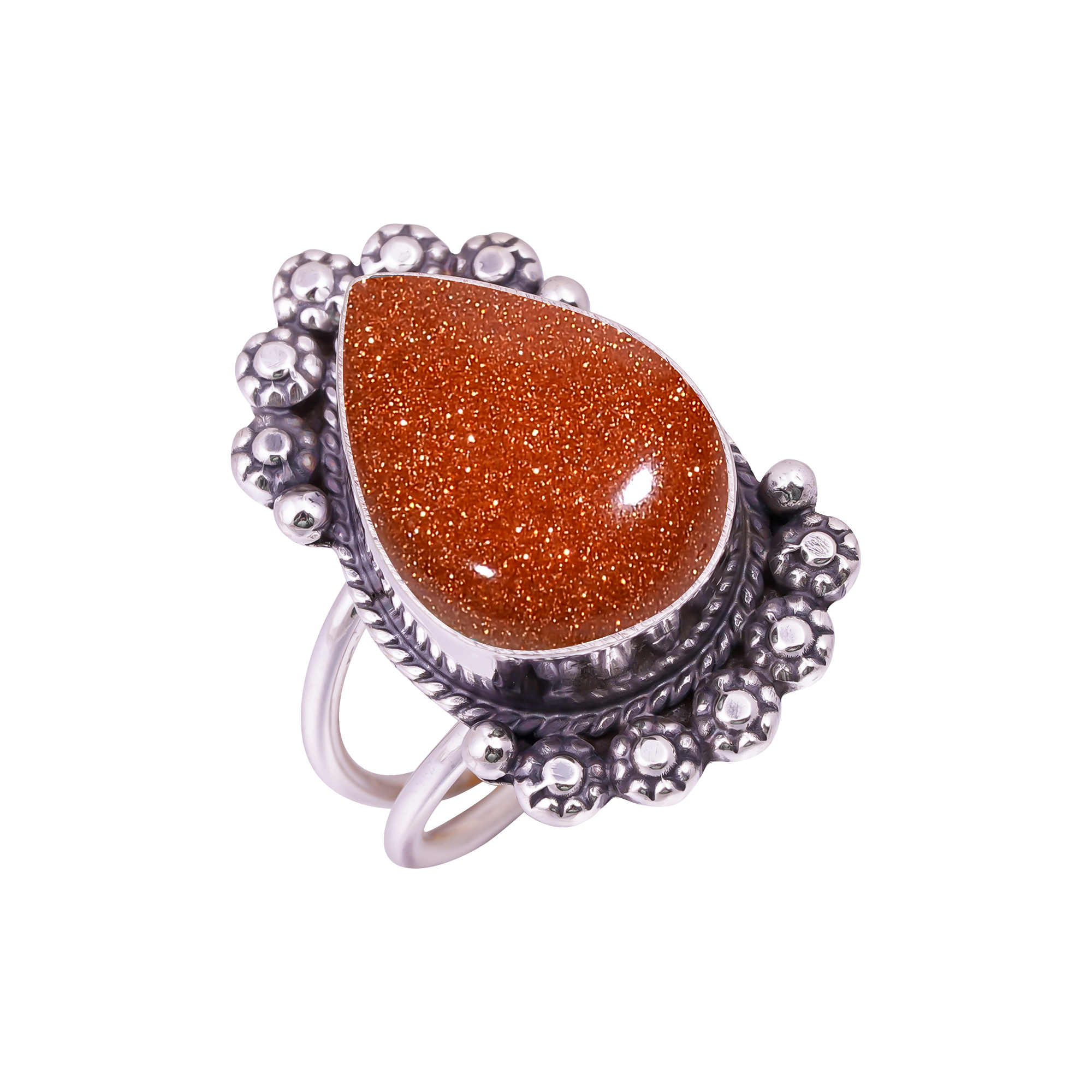 Golden Sunstone - Simulated Gemstone 925 Sterling Silver Ring