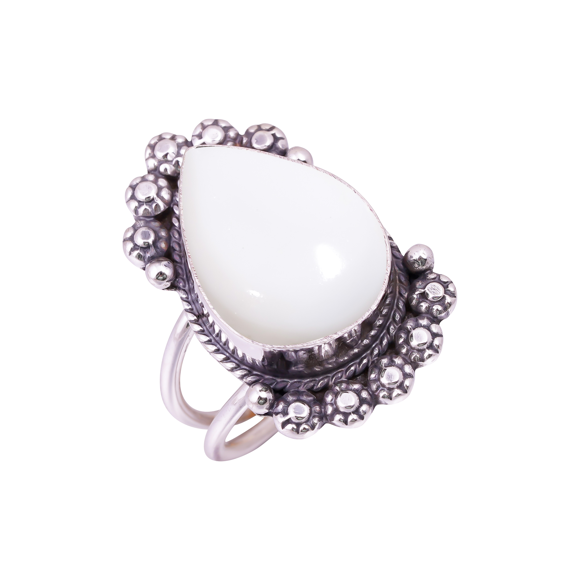 White Coral - Simulated Gemstone 925 Sterling Silver Ring