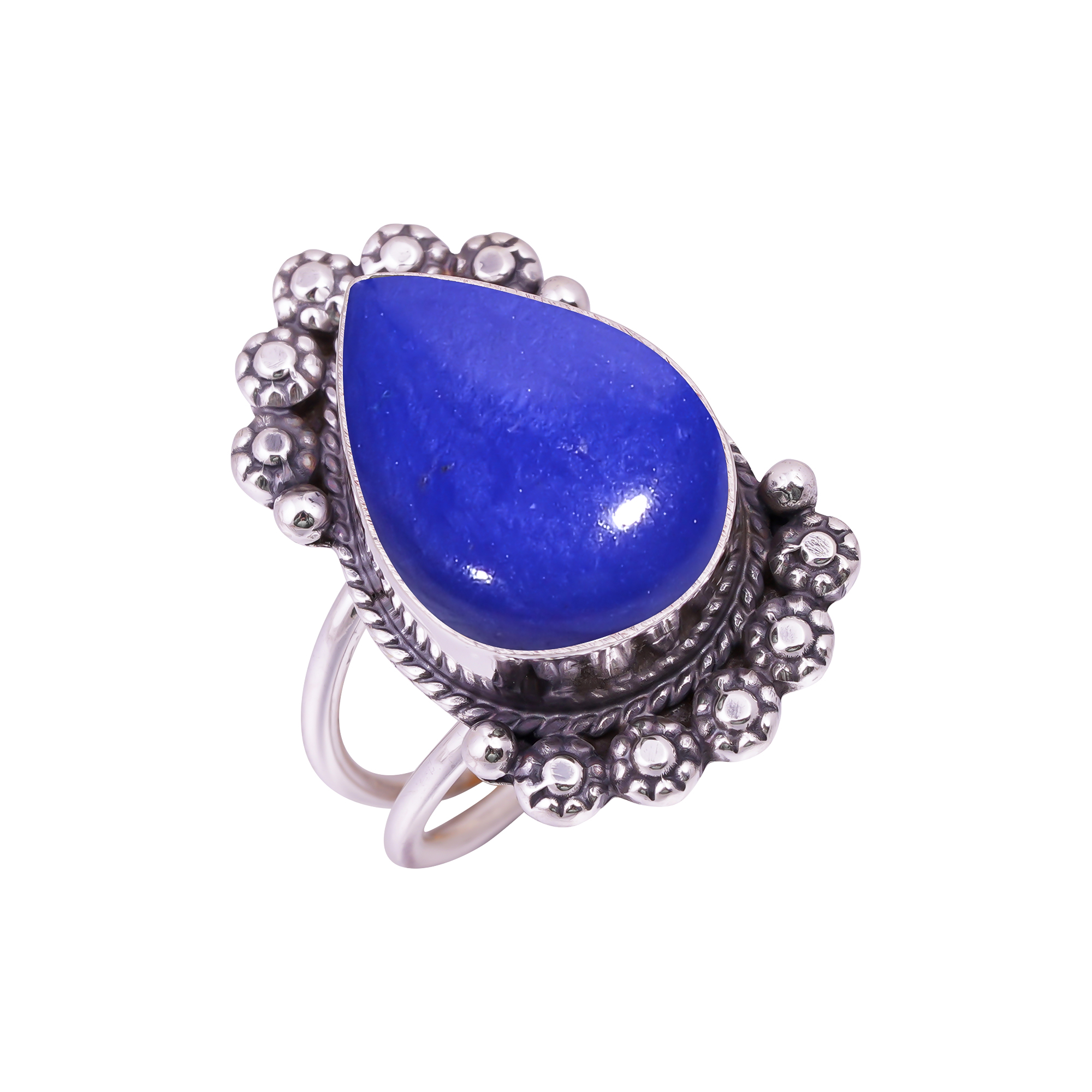 Lapis Lazuli - Simulated Gemstone 925 Sterling Silver Ring