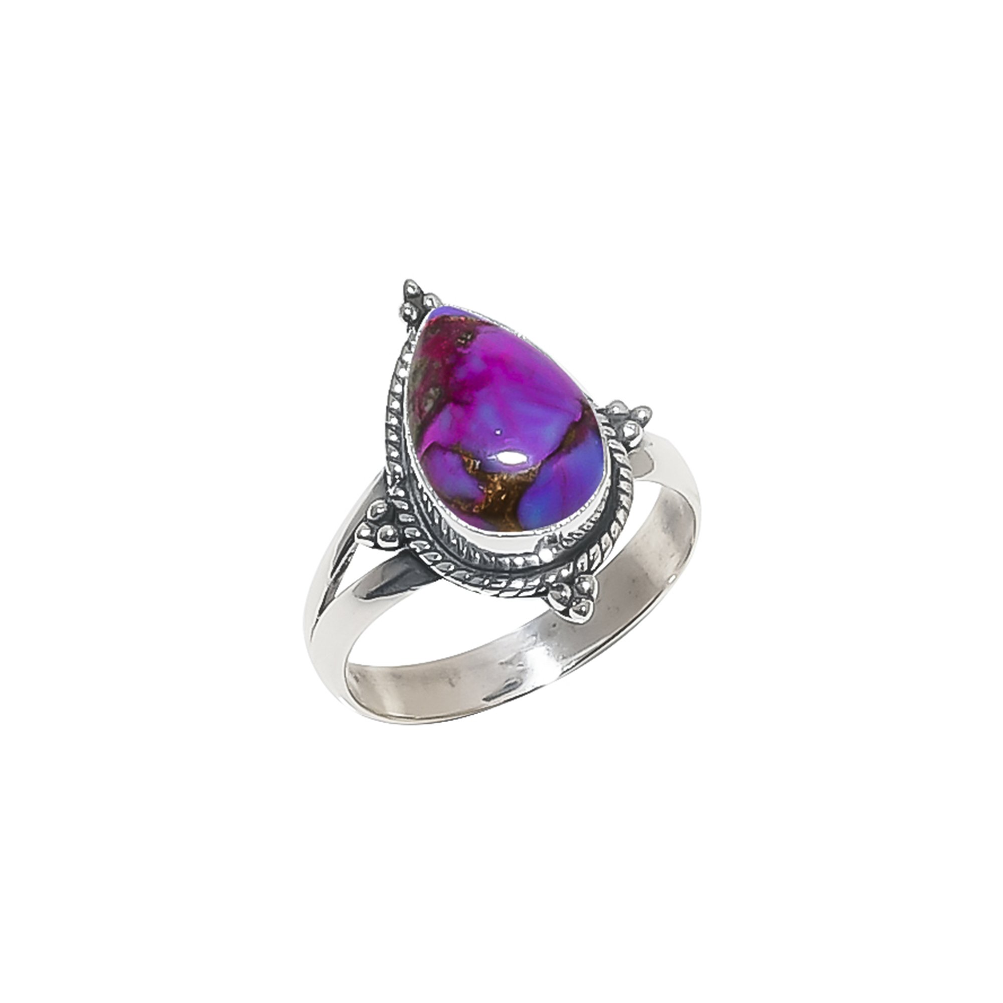 Copper Purple Turquoise 925 Sterling Silver Ring
