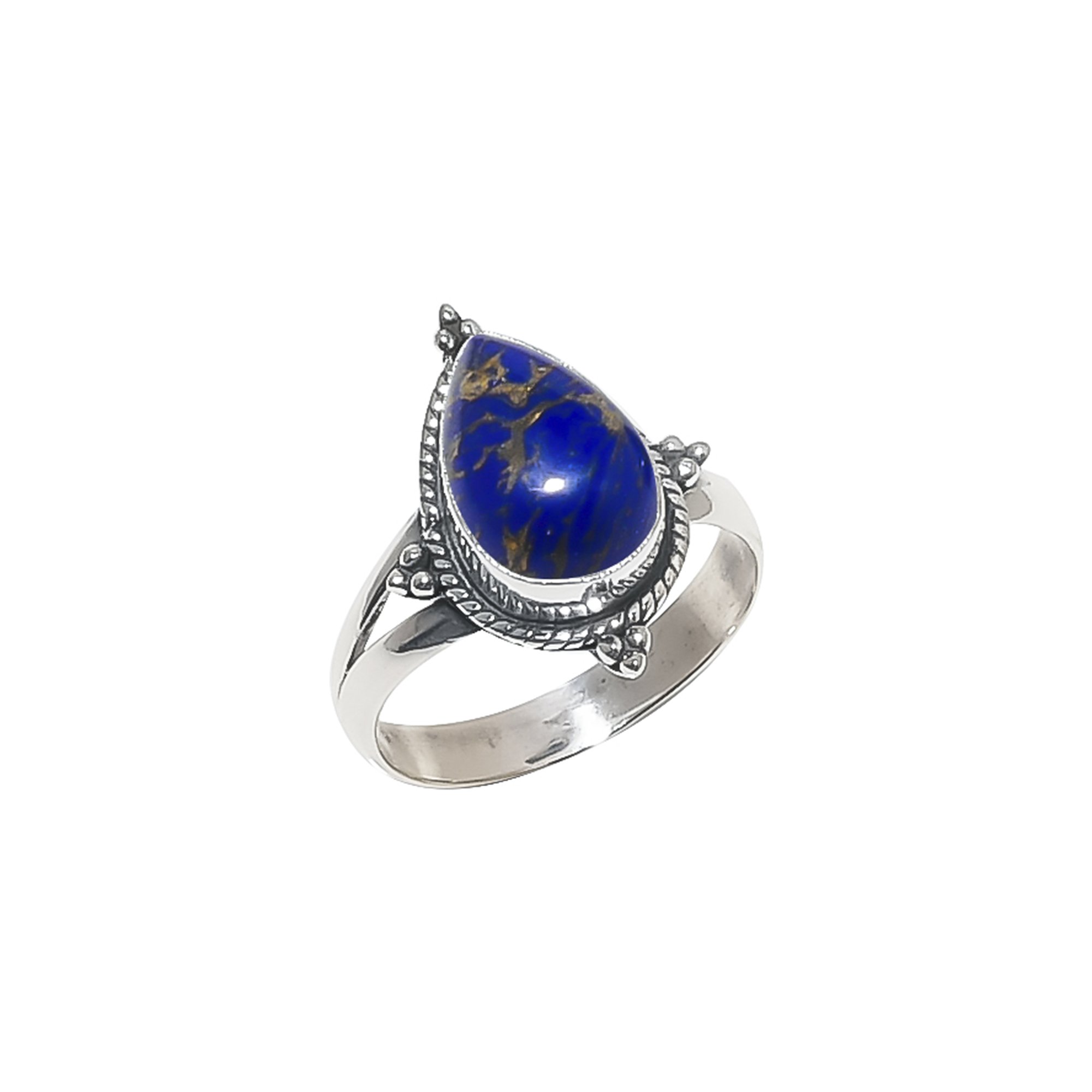 Copper Lapis Lazuli - Simulated 925 Sterling Silver Ring