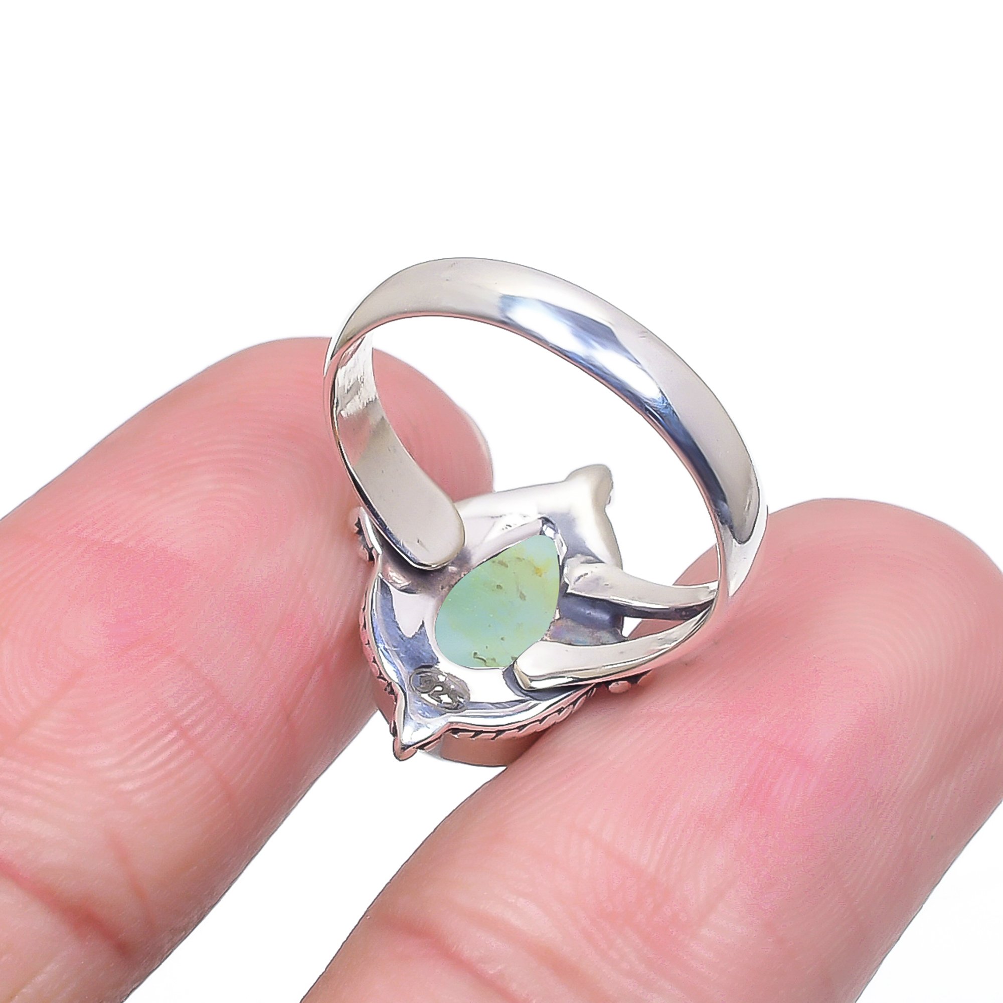 Natural Larimar / Pactolite - Dominican Republic 925 Sterling Silver Ring
