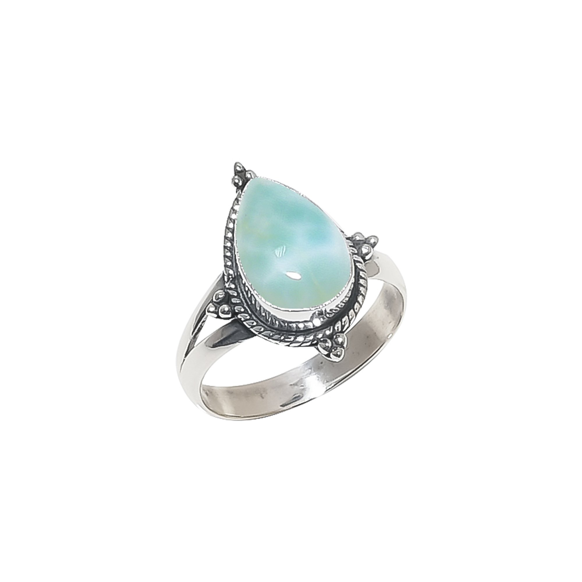 Natural Larimar / Pactolite - Dominican Republic 925 Sterling Silver Ring