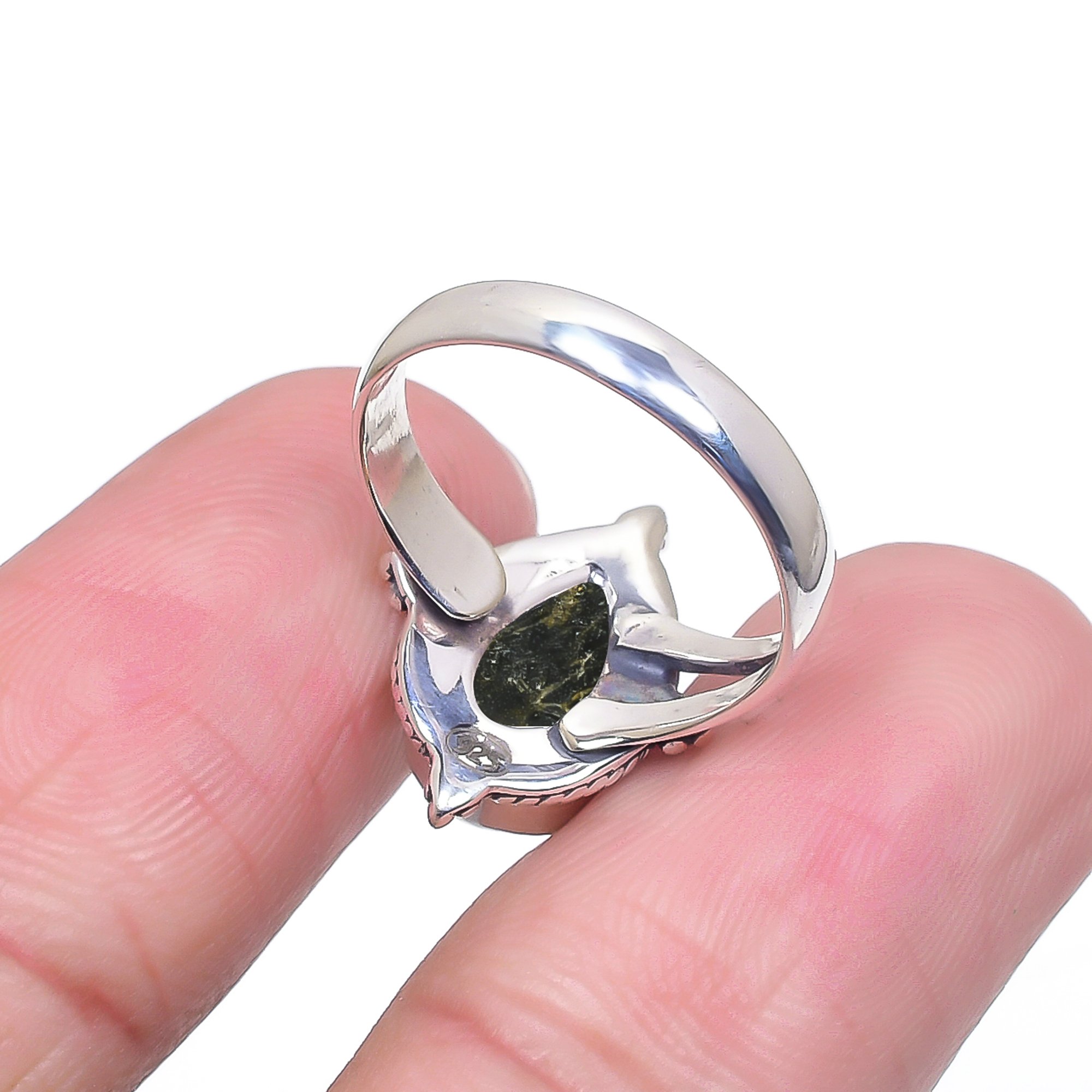 Copper Black Turquoise - Simulated 925 Sterling Silver Ring