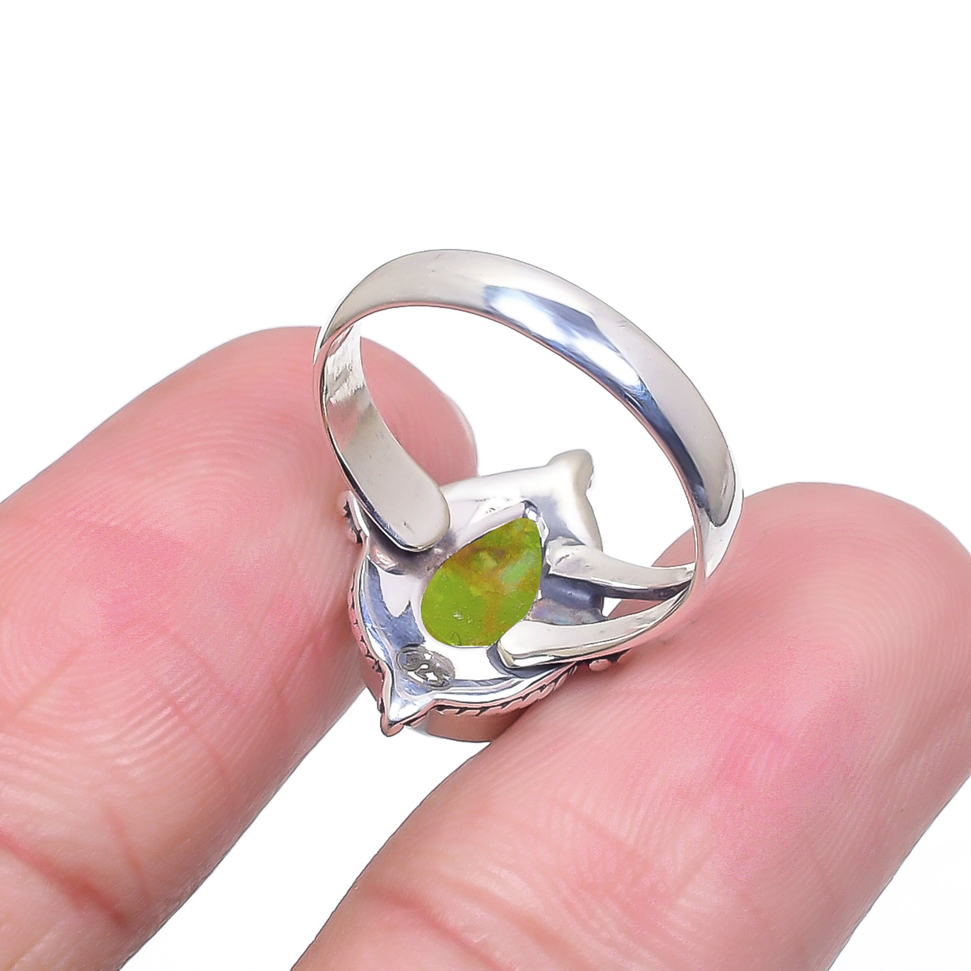 Copper Green Turquoise - Simulated 925 Sterling Silver Ring