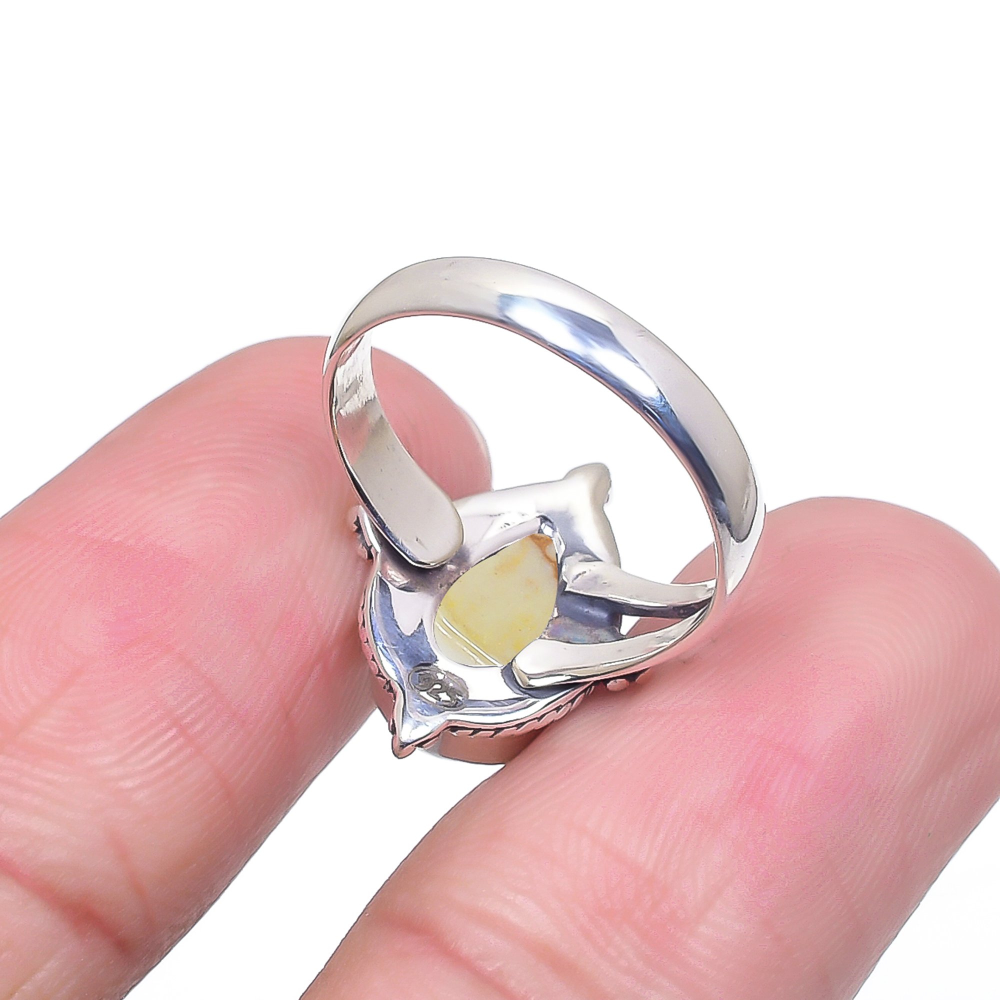 Copper White Turquoise - Simulated 925 Sterling Silver Ring