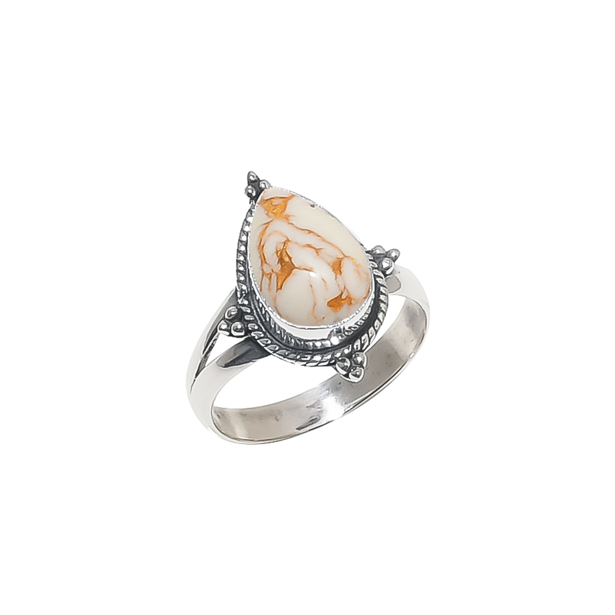 Copper White Turquoise - Simulated 925 Sterling Silver Ring