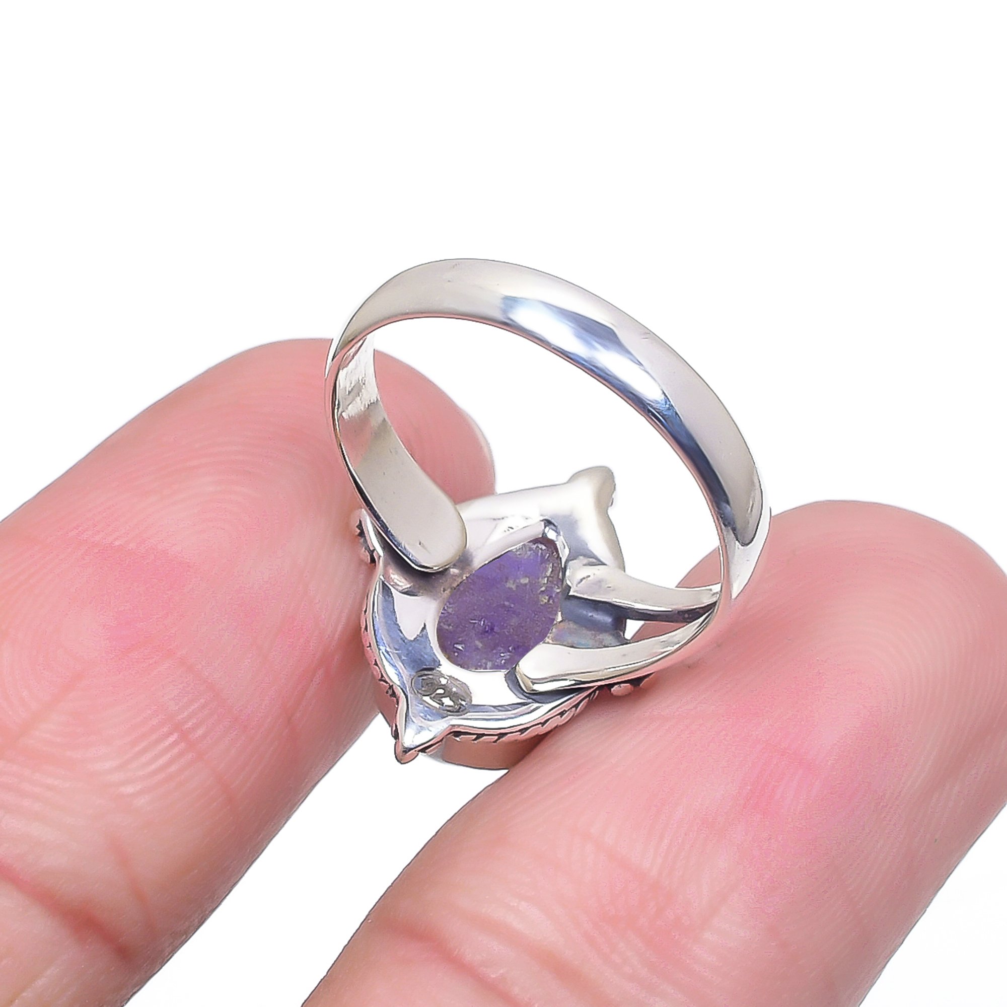 Copper Purple Turquoise - Simulated 925 Sterling Silver Ring