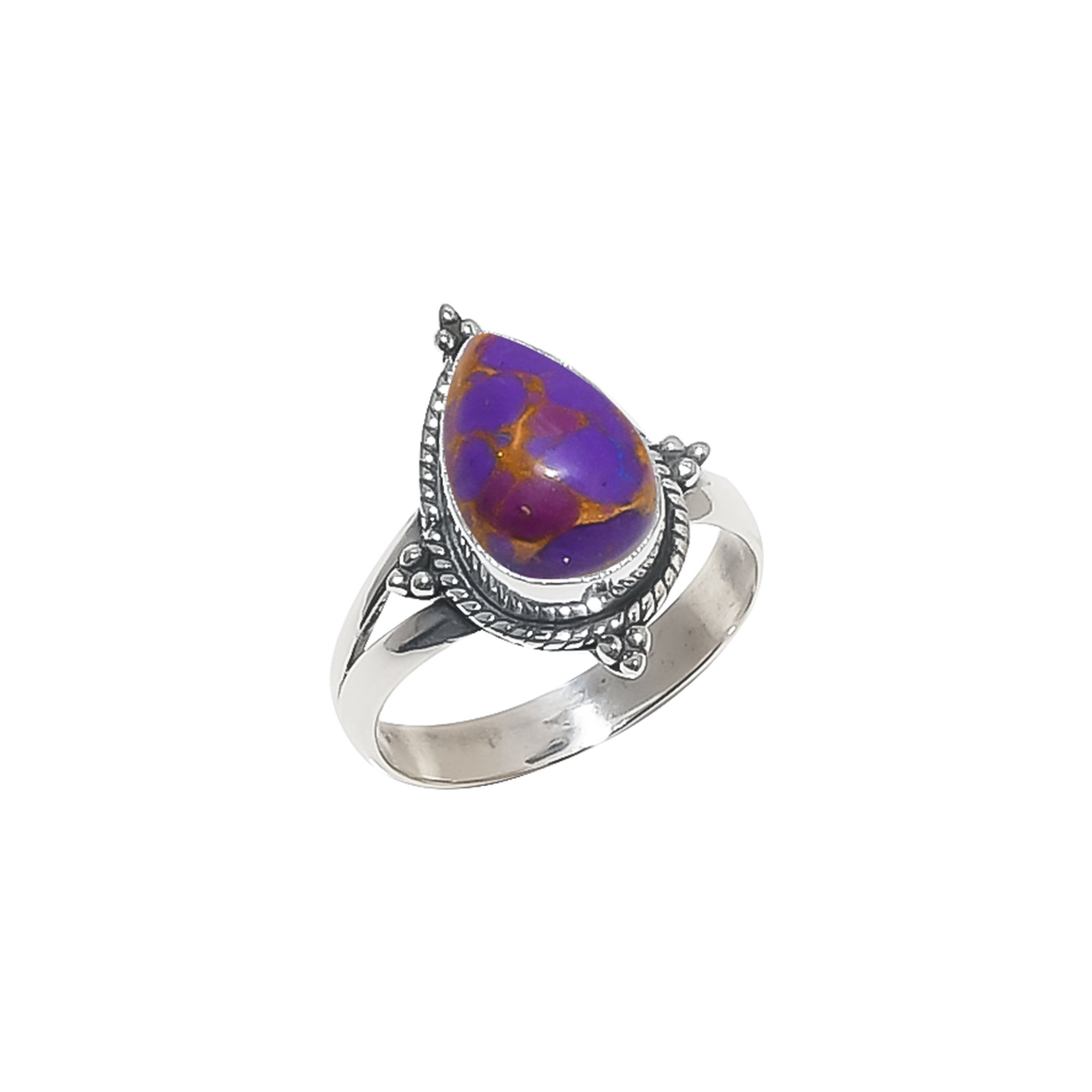 Copper Purple Turquoise - Simulated 925 Sterling Silver Ring